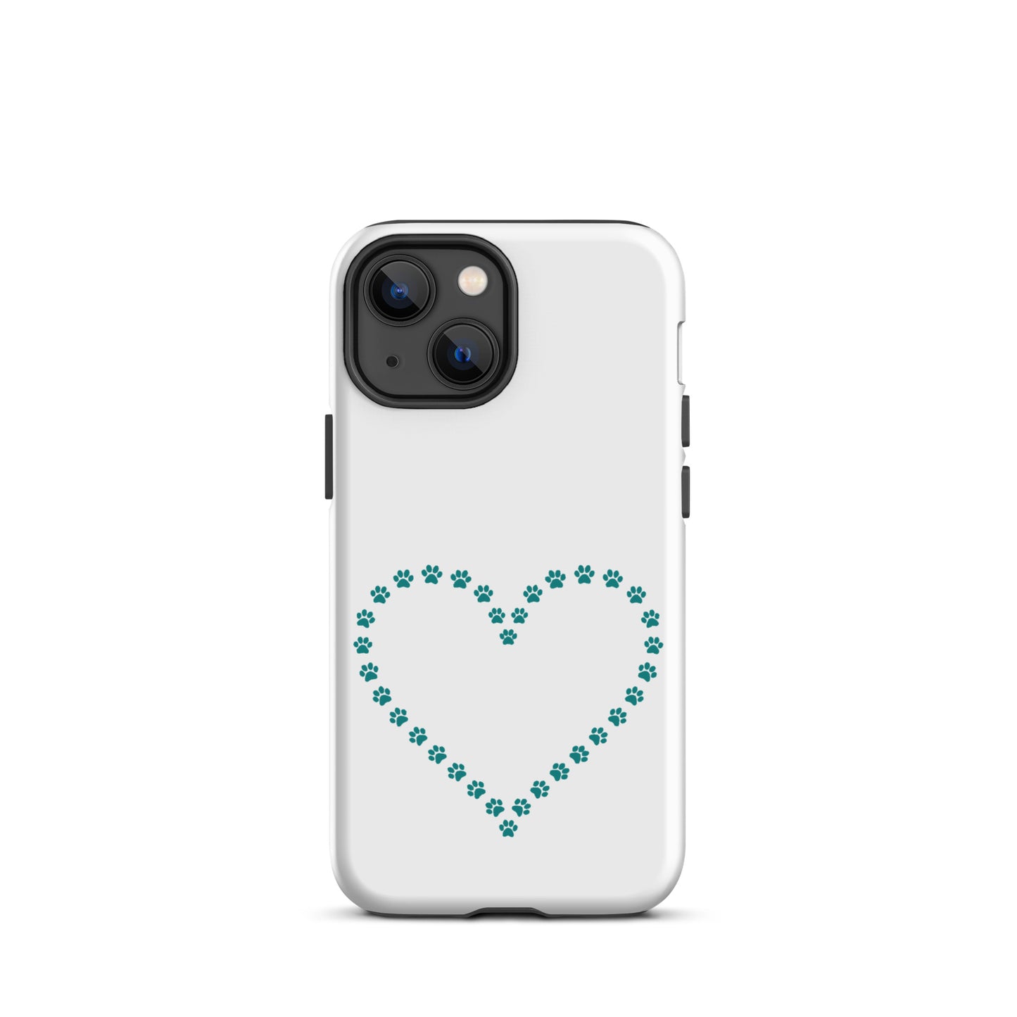 Phone Case featuring paw print heart design for pet lovers, compatible with iPhone. Offers durable protection and charming minimalist style.