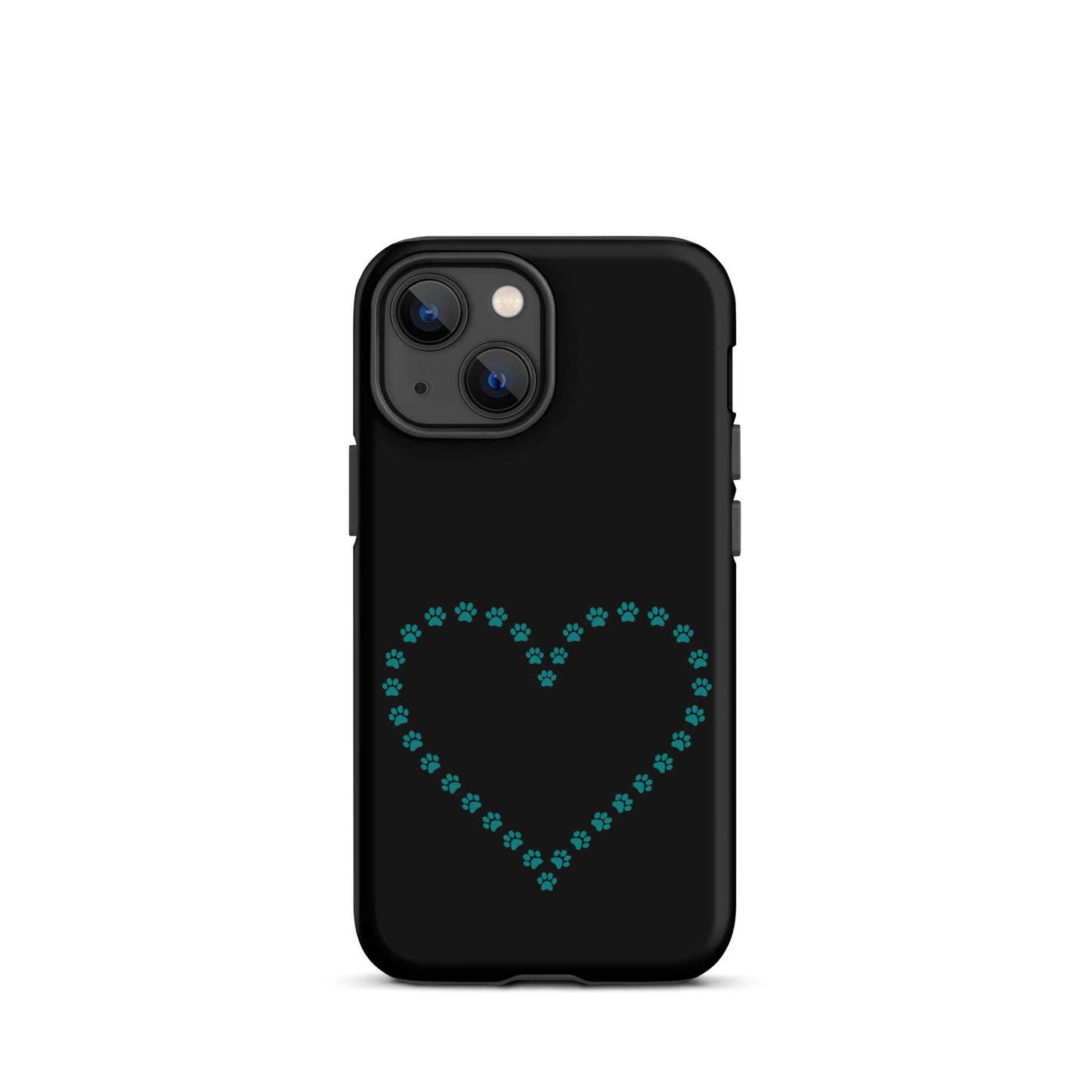 Phone Case for iPhone with cute heart made of blue paw prints, perfect for pet lovers, durable and stylish design.