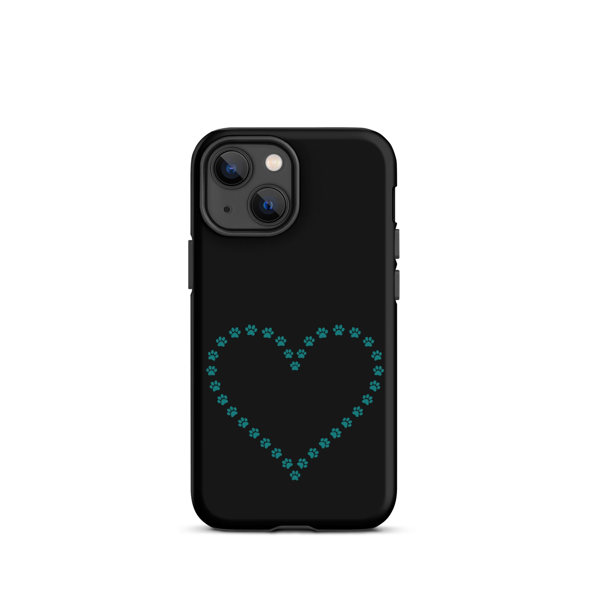 Phone Case for iPhone with cute heart made of blue paw prints, perfect for pet lovers, durable and stylish design.