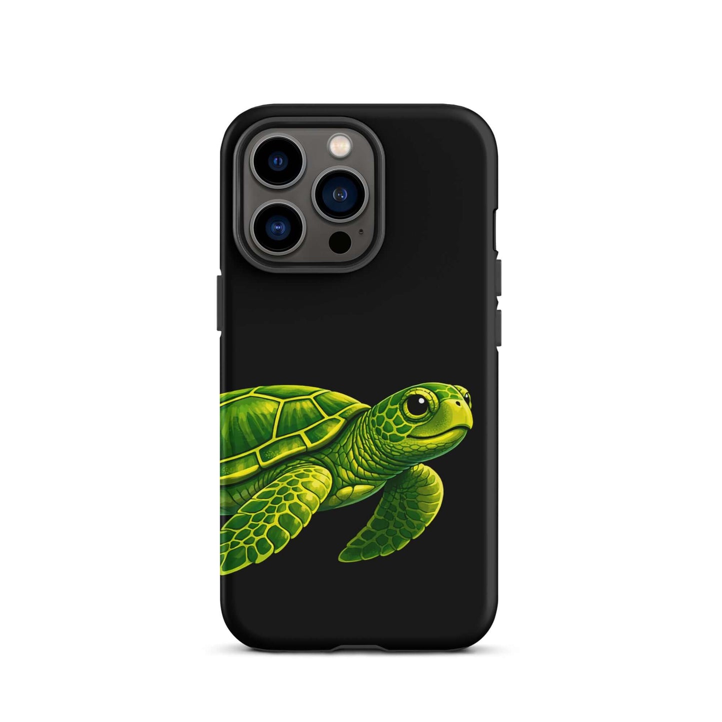 Phone Case featuring vibrant sea turtle design on black background for style and protection.