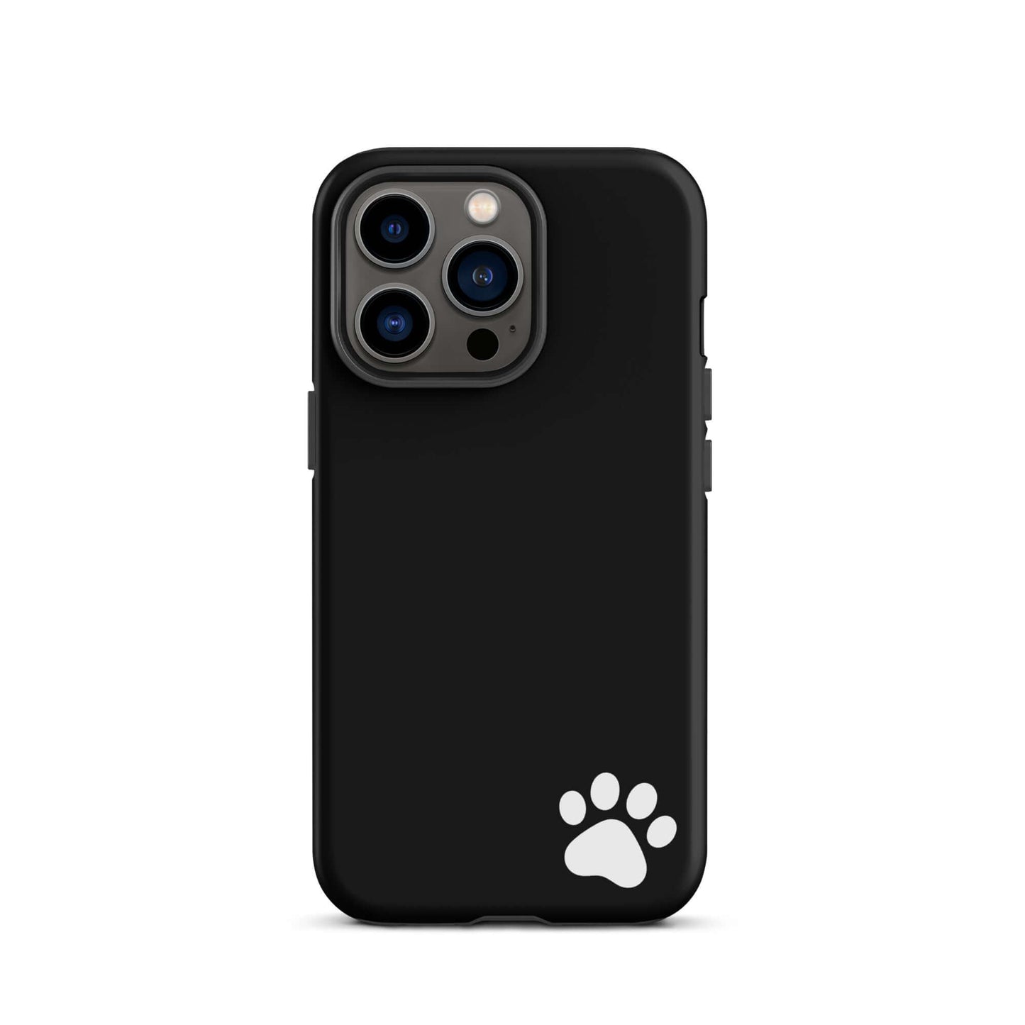 Phone Case for iPhone with white paw print on black minimalist tough design.