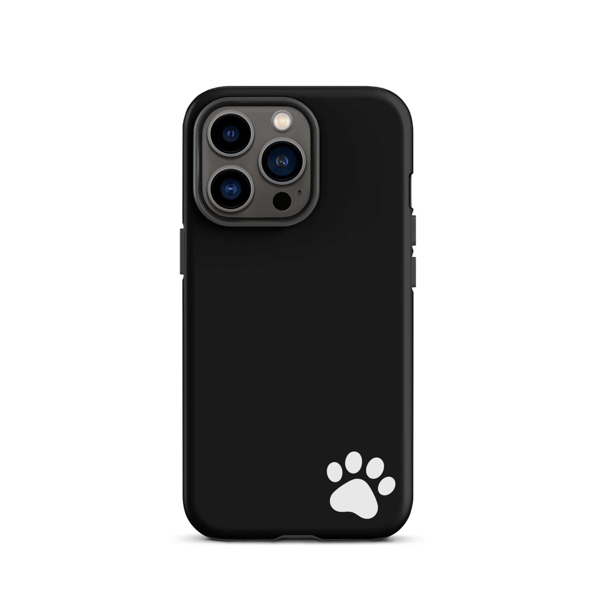 Phone Case for iPhone with white paw print on black minimalist tough design.