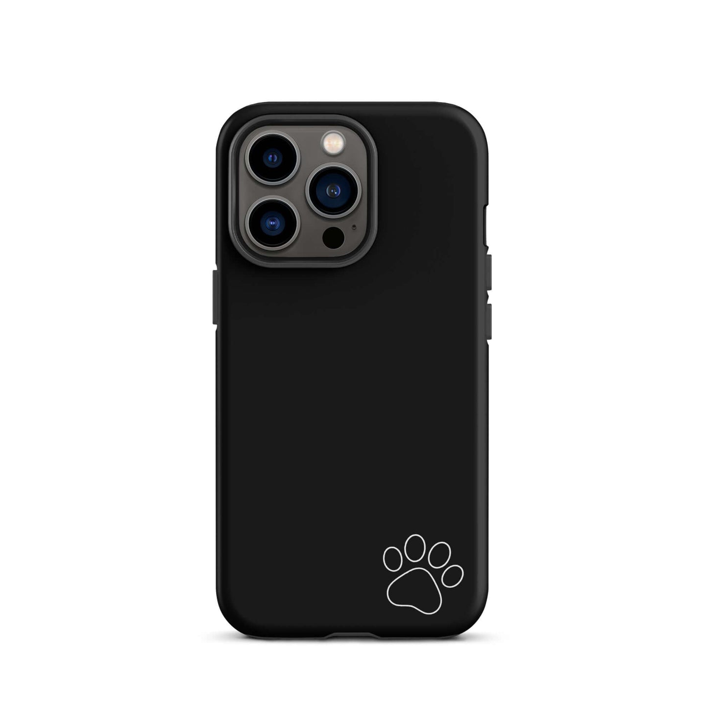 Phone Case for iPhone with black design and white paw print, minimalist tough case for pet lovers and stylish accessory enthusiasts.