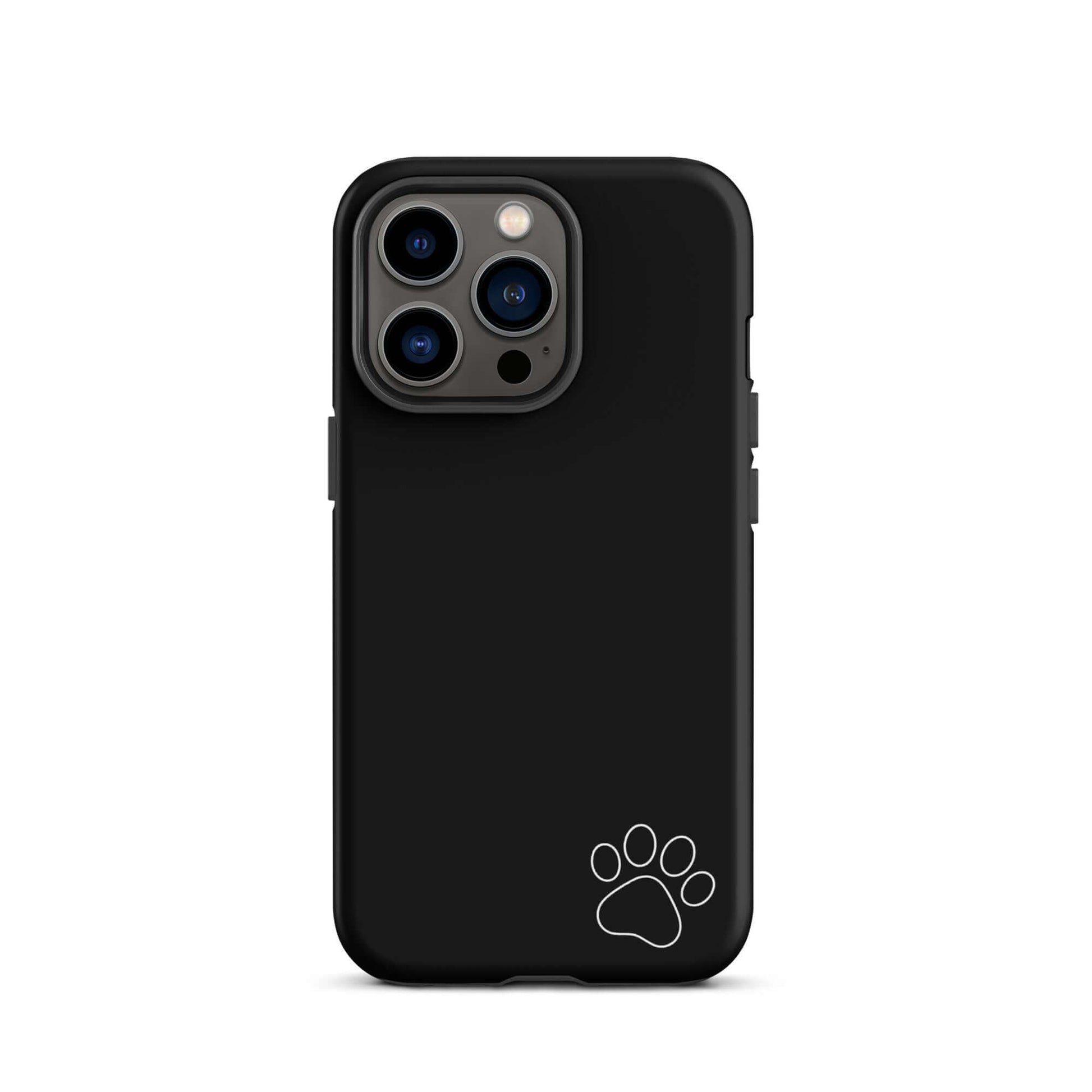 Phone Case for iPhone with black design and white paw print, minimalist tough case for pet lovers and stylish accessory enthusiasts.