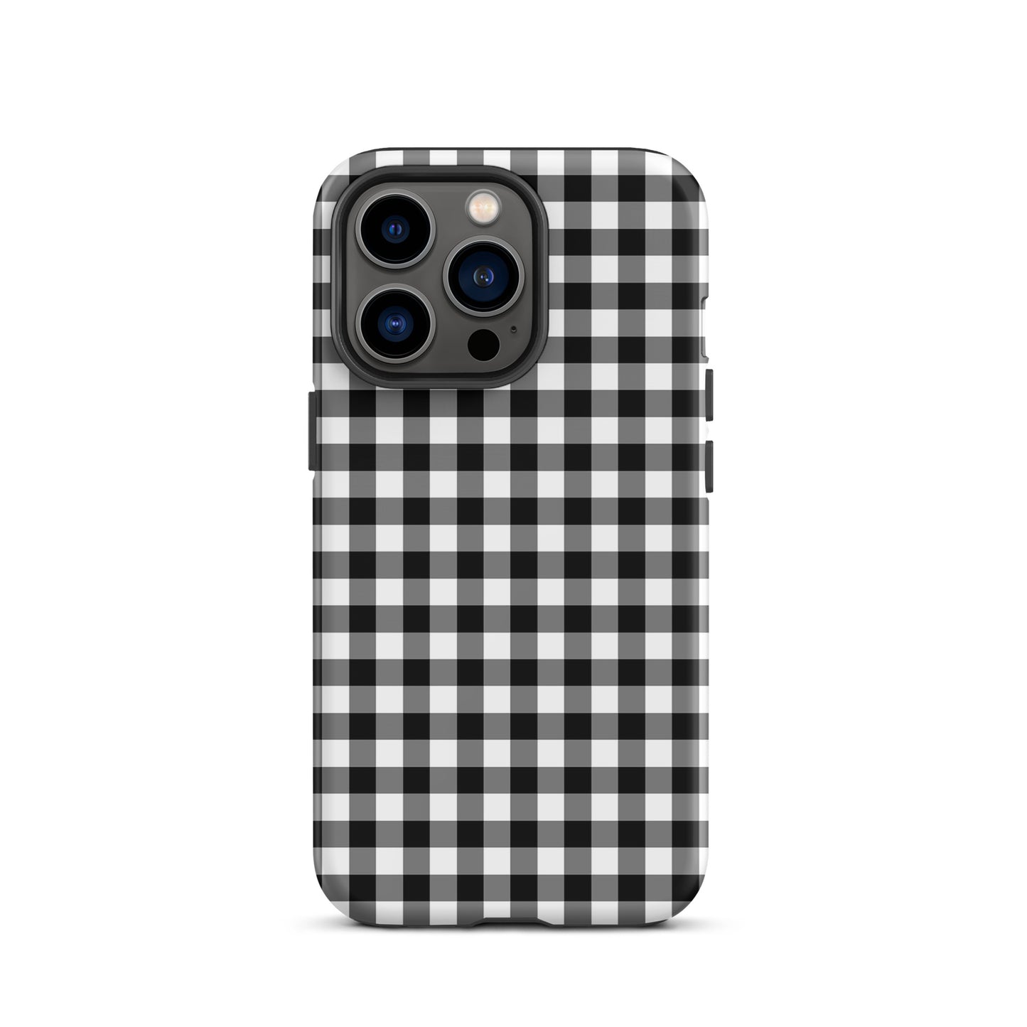 Phone Case with black-and-white gingham pattern for iPhone, blending style and protection.