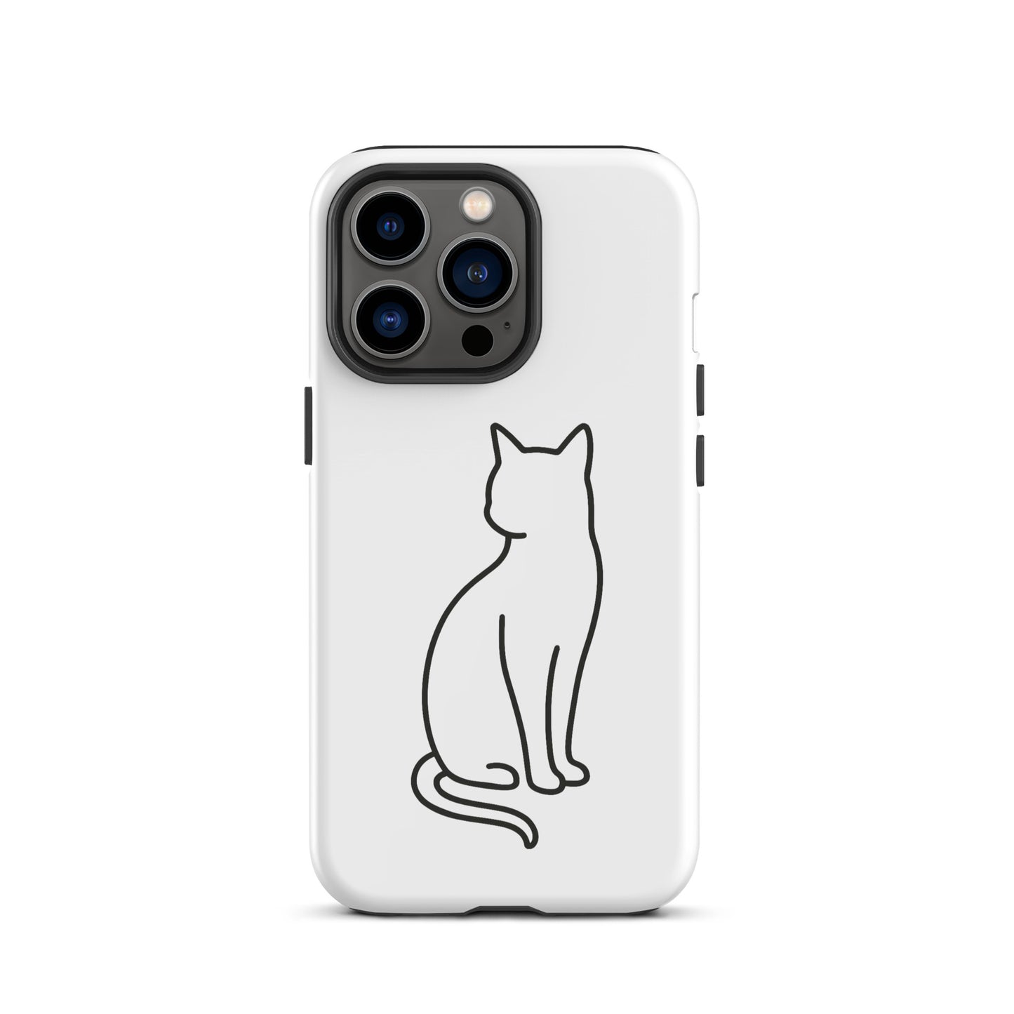 Phone Case for iPhone with minimalist sitting cat design on white background, perfect for modern pet lovers and dual-layer protection.