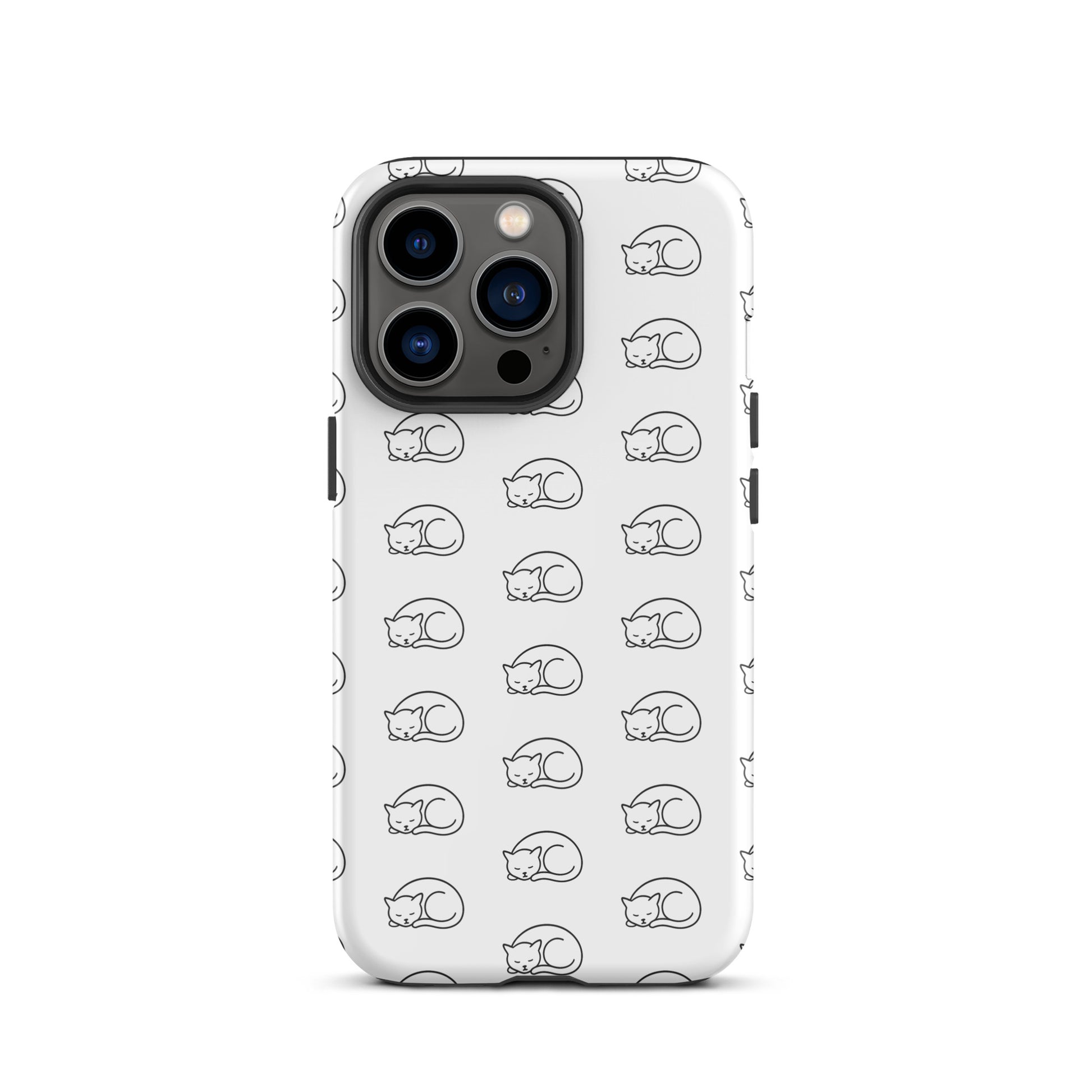 Phone Case for iPhone with curled-up cat pattern for feline enthusiasts.
