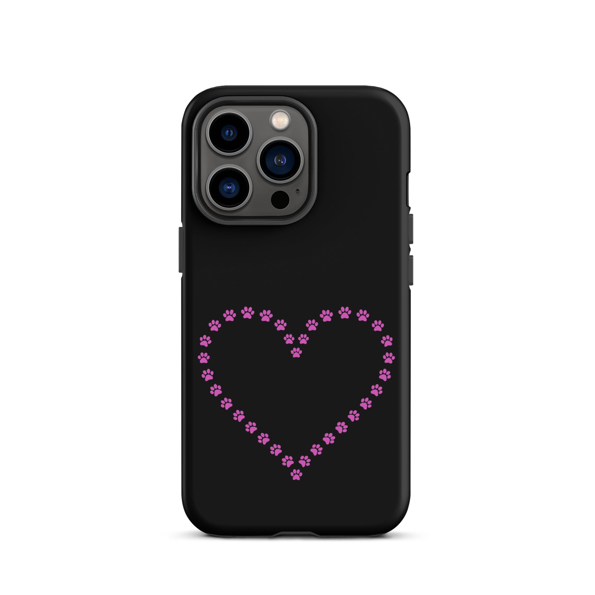 Phone Case for iPhone with cute heart design of paw prints, perfect for pet lovers seeking a mix of style and protection.