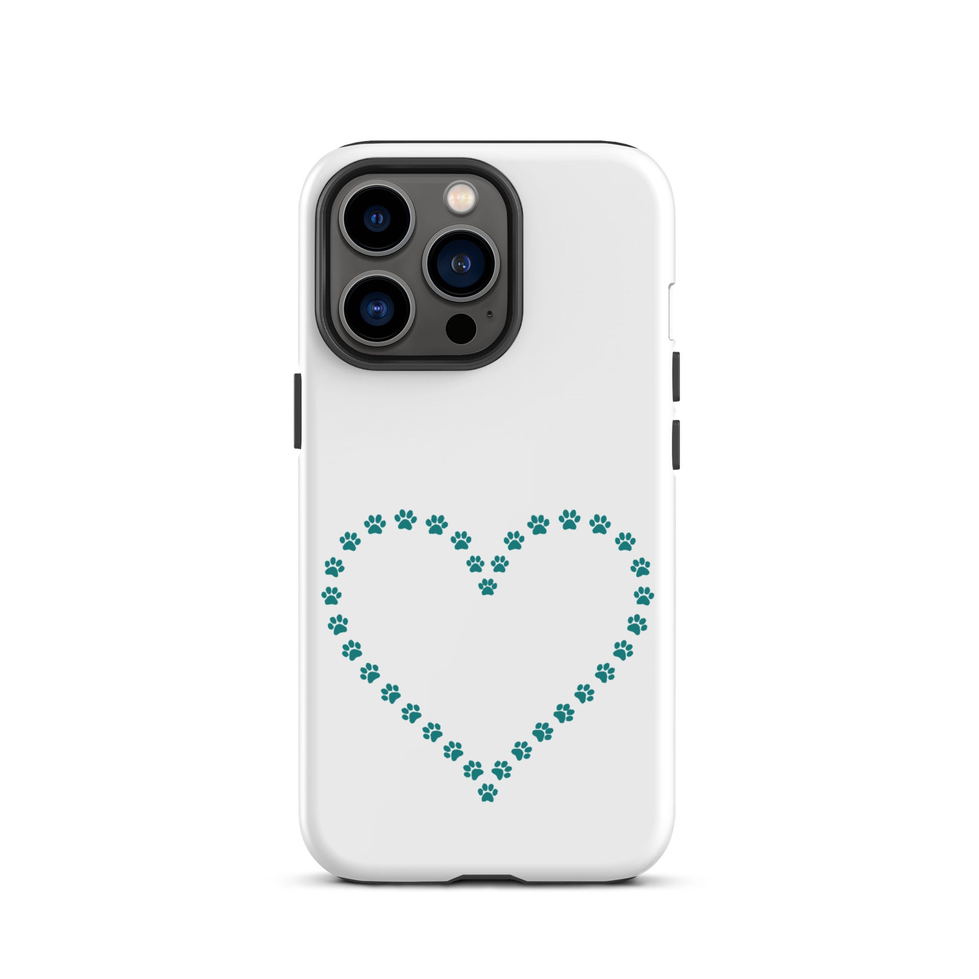Phone Case with cute paw print heart design for iPhone, perfect for pet lovers seeking playful charm and durability.