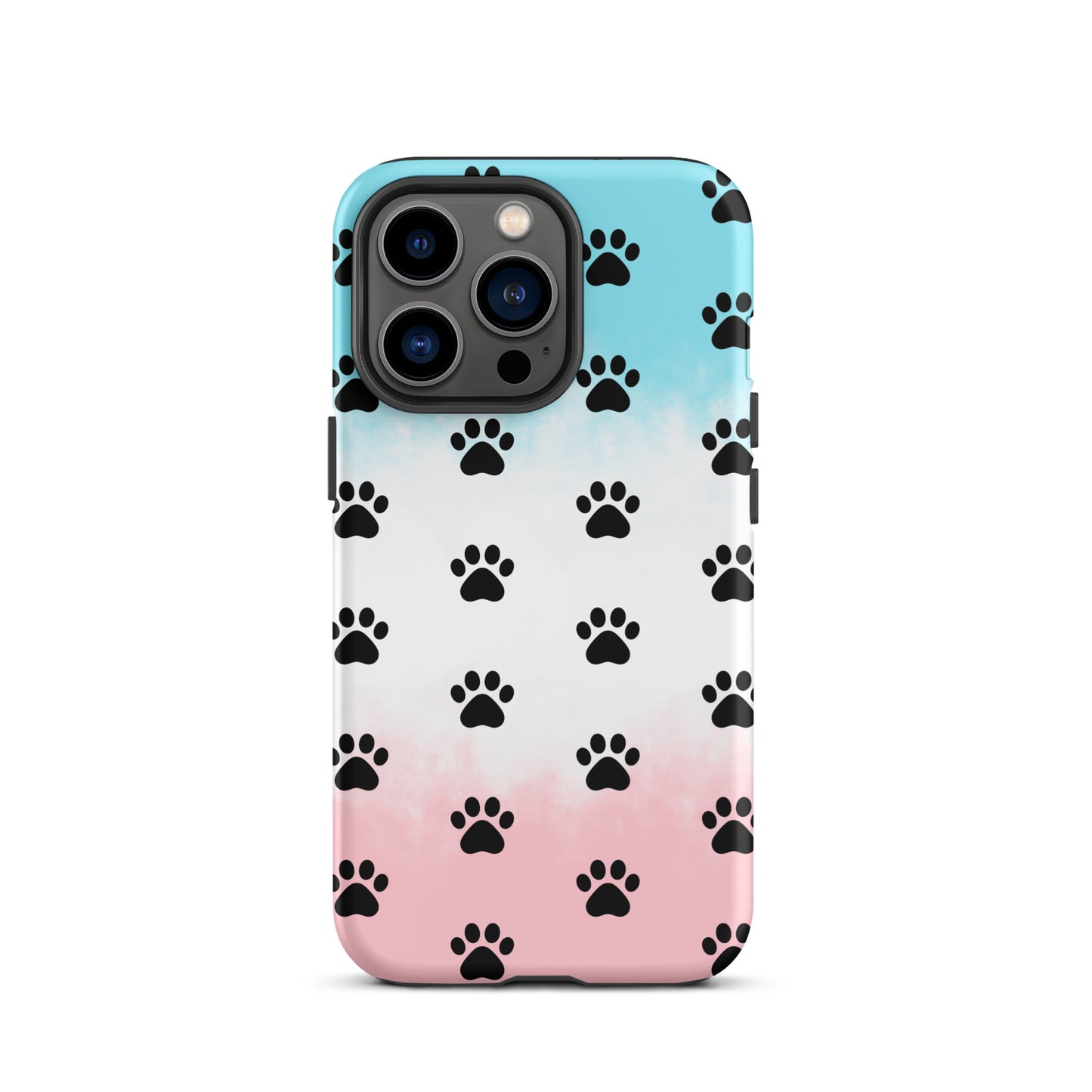 Phone Case for iPhone with paw print pattern and transparent finish for pet lovers.
