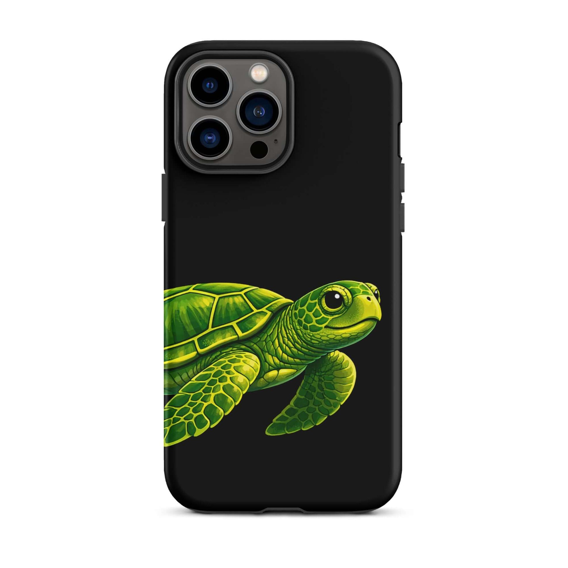 Phone Case featuring a vibrant sea turtle design on a sleek black background for style and protection.