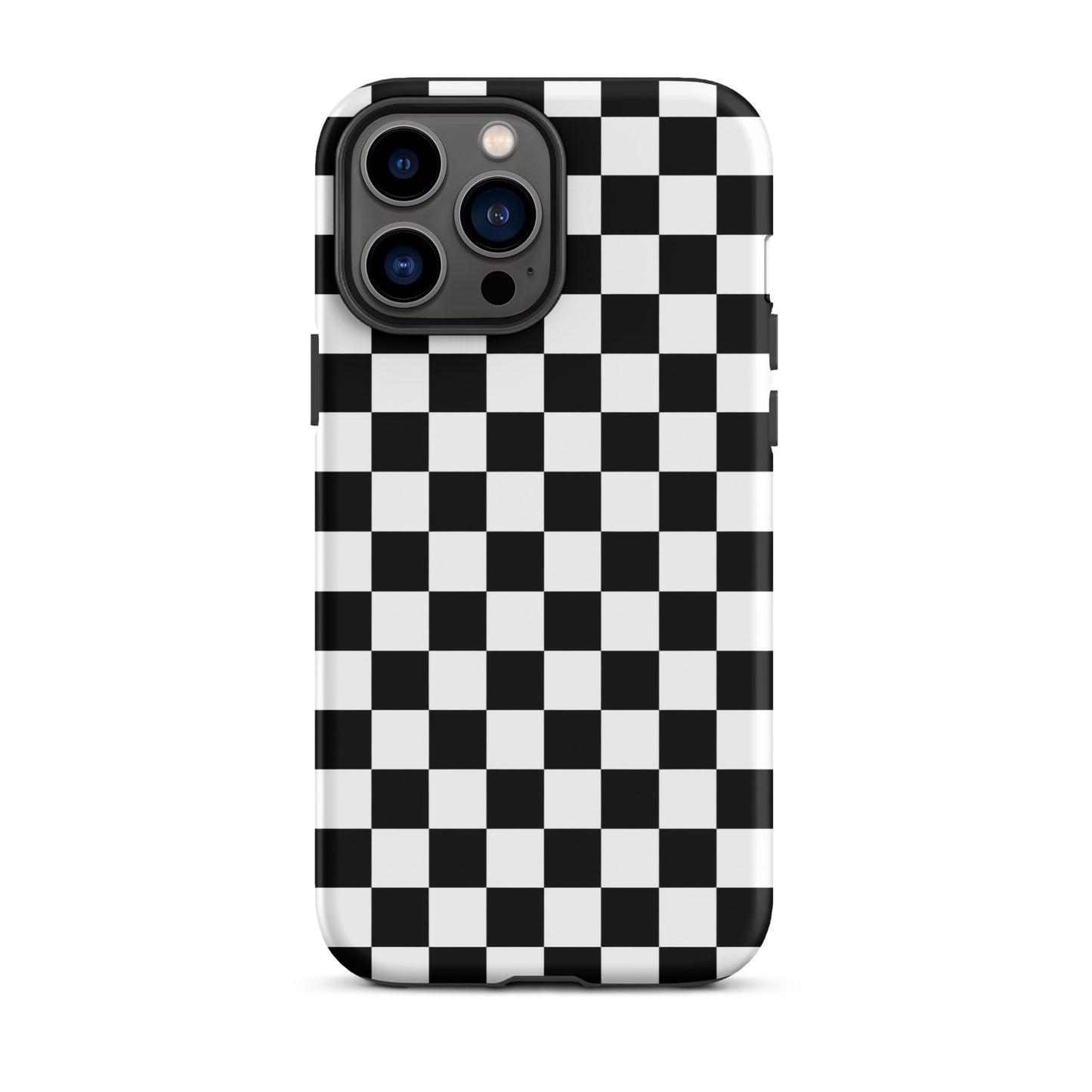 Phone Case for iPhone with bold checkered black-and-white pattern, offering both style and protection.
