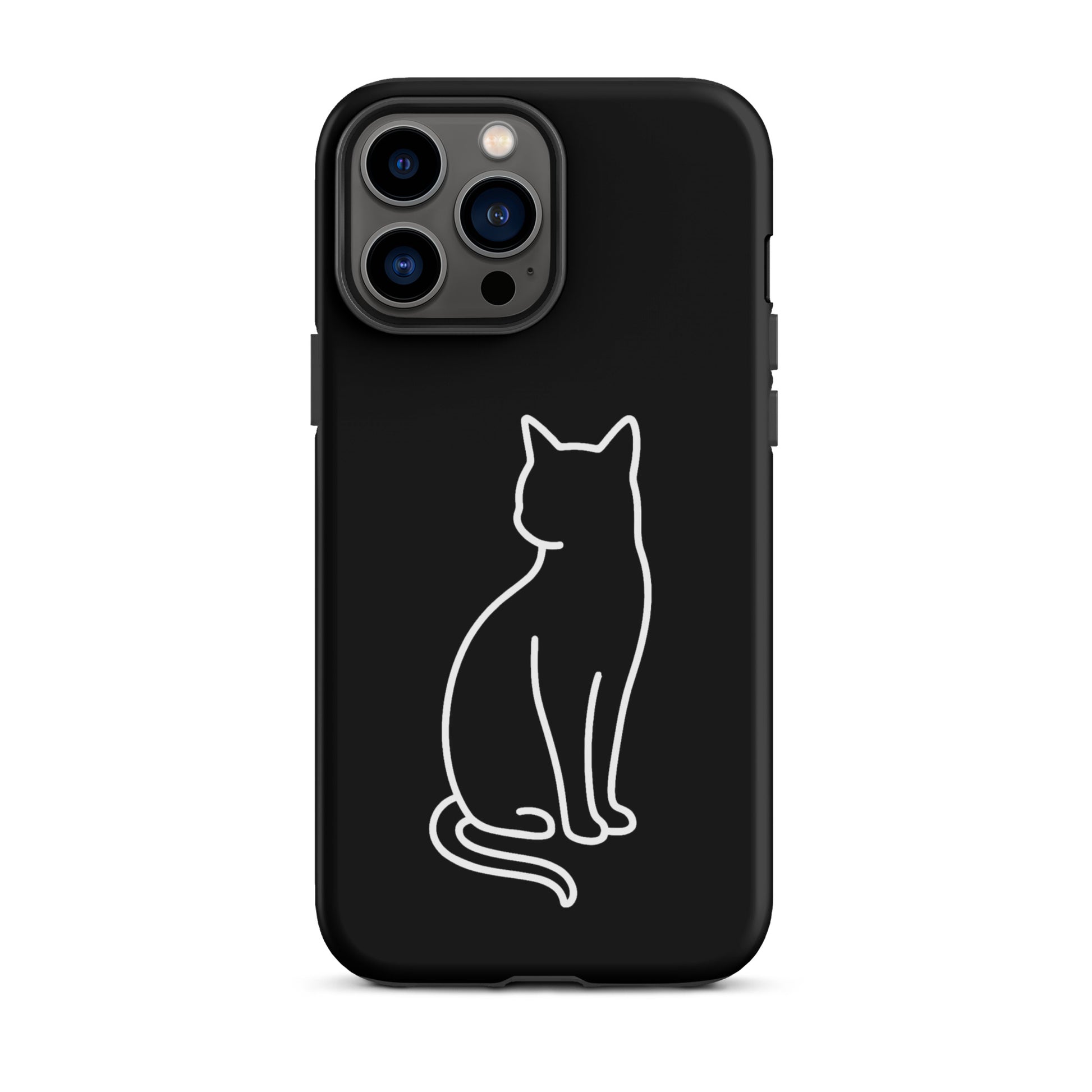 Phone Case for iPhone with minimalist sitting cat design for modern pet lovers, offering chic protection and sleek style.