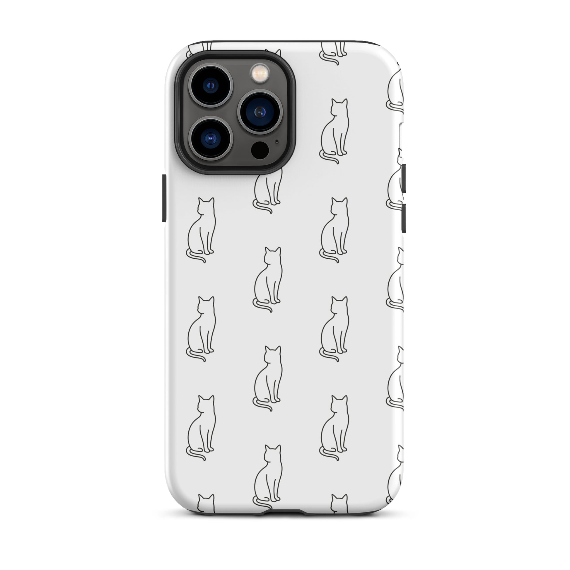 Phone Case with minimalist sitting cat pattern for iPhone, perfect for feline fans and clean aesthetics.