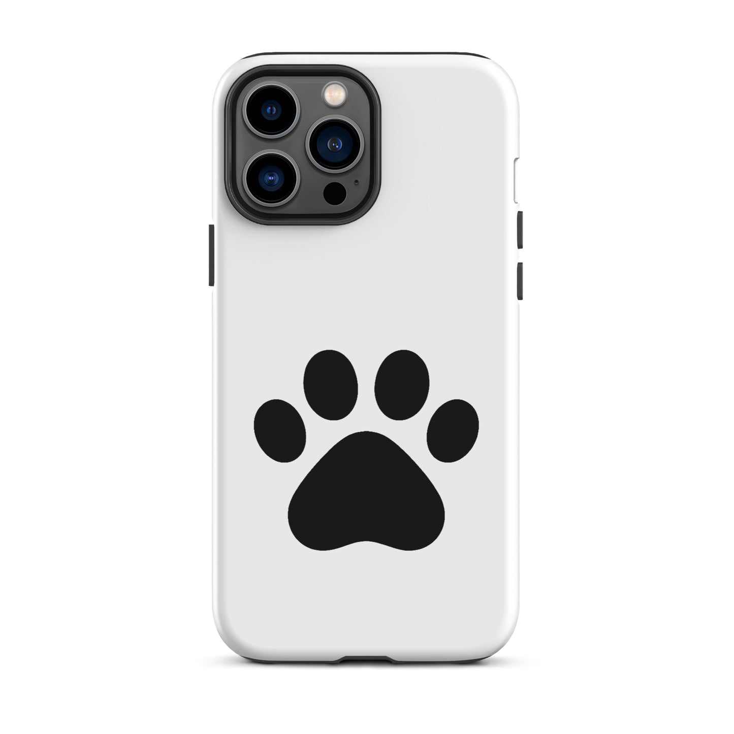 Phone Case for iPhone with black paw print design for pet lovers, featuring cat and dog themes, sleek and durable style.