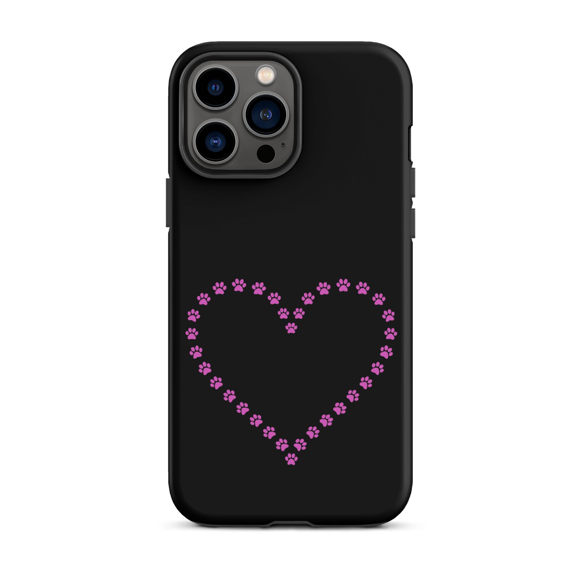 Phone Case for iPhone with cute paw print heart design for pet lovers.