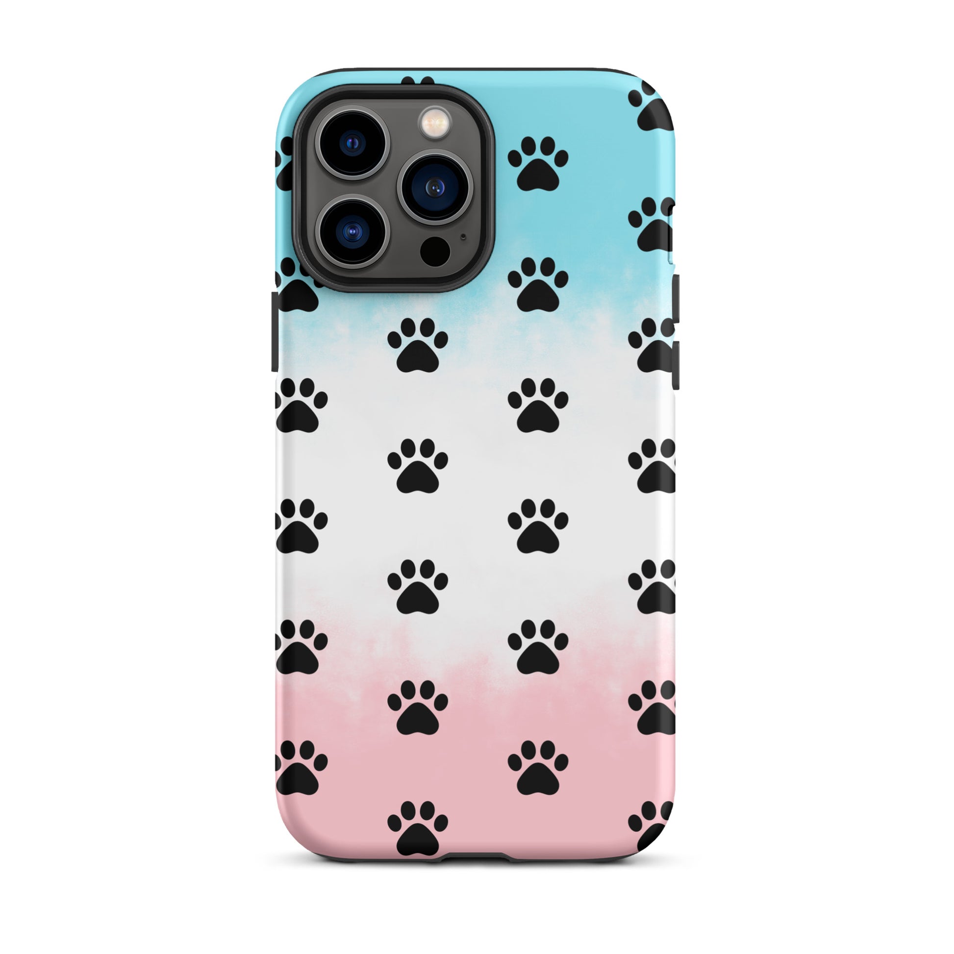 Phone Case for iPhone with paw print pattern, transparent finish, minimalist style for pet lovers, highlighting cats and dogs.