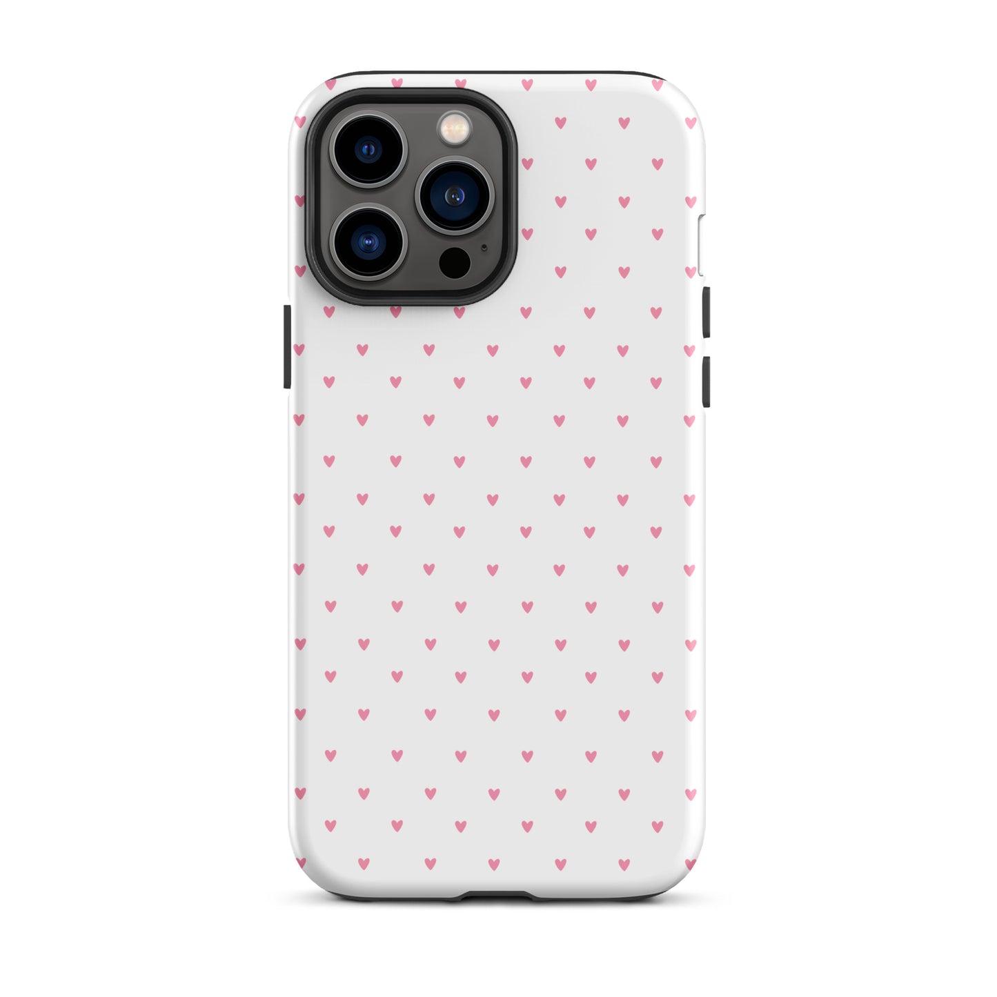 Phone Case for iPhone with heart-dot pattern on a white background, blending minimalist style with playful charm.