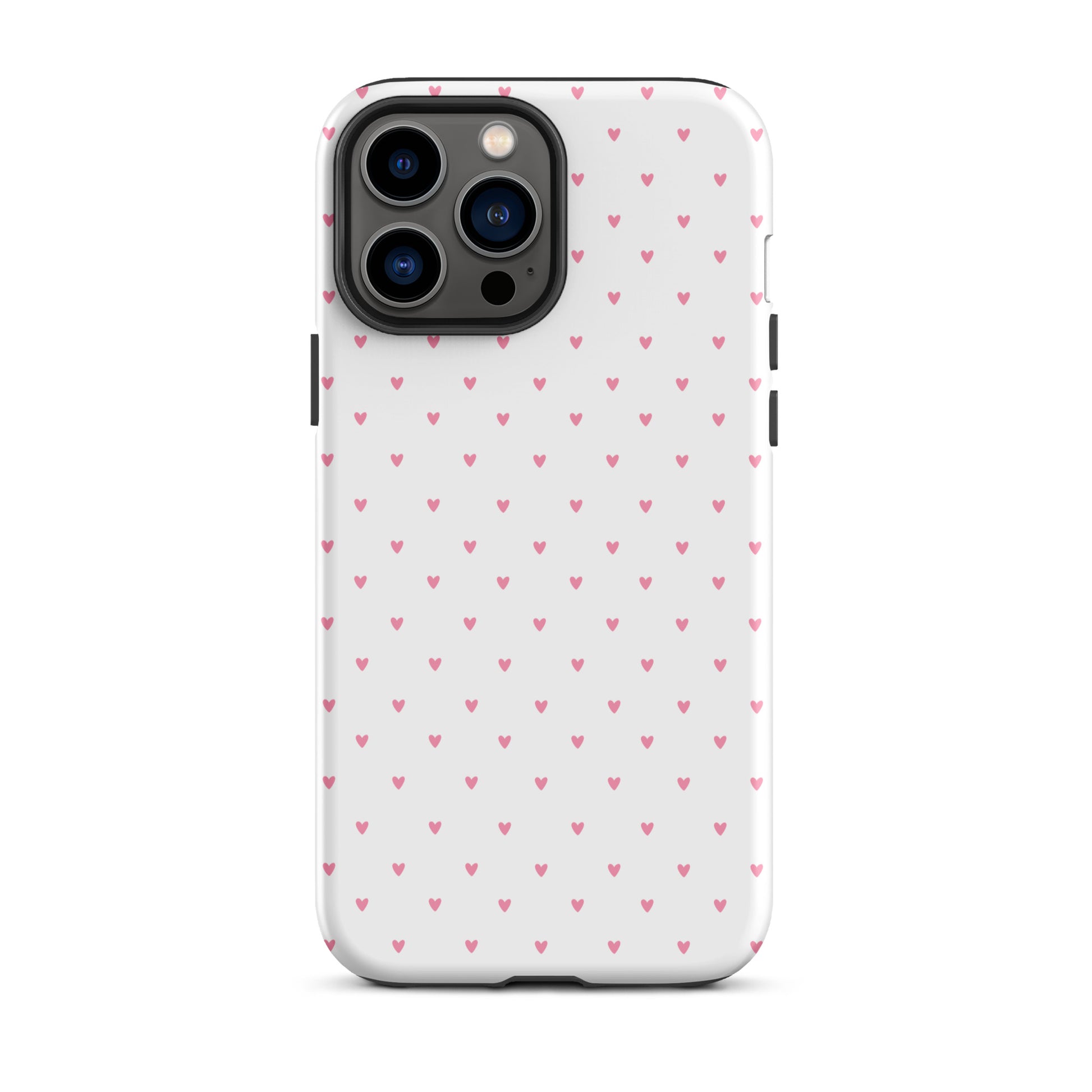 Phone Case for iPhone with heart-dot pattern on a white background, blending minimalist style with playful charm.