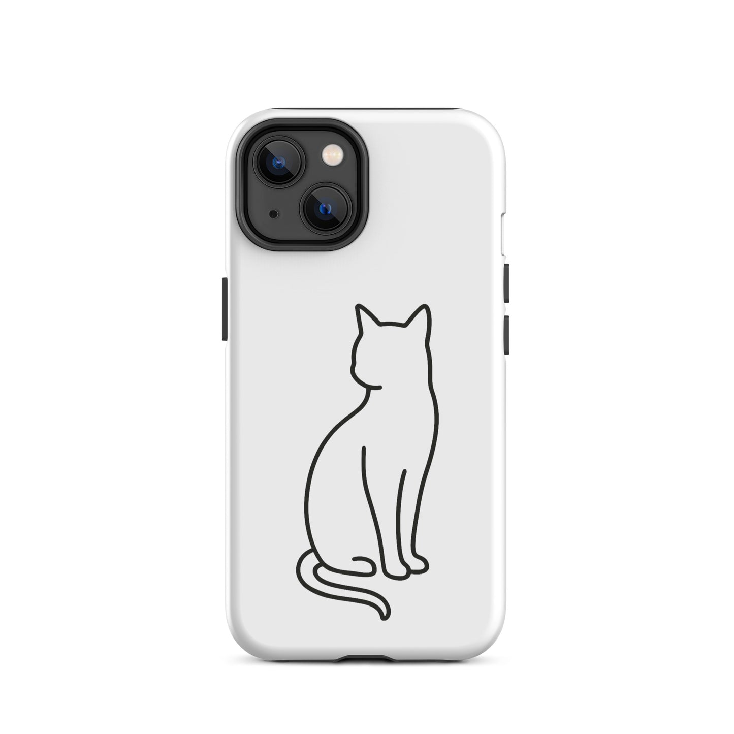 iPhone Case with minimalist sitting cat design for modern pet lovers, featuring sleek lines and durable protection.