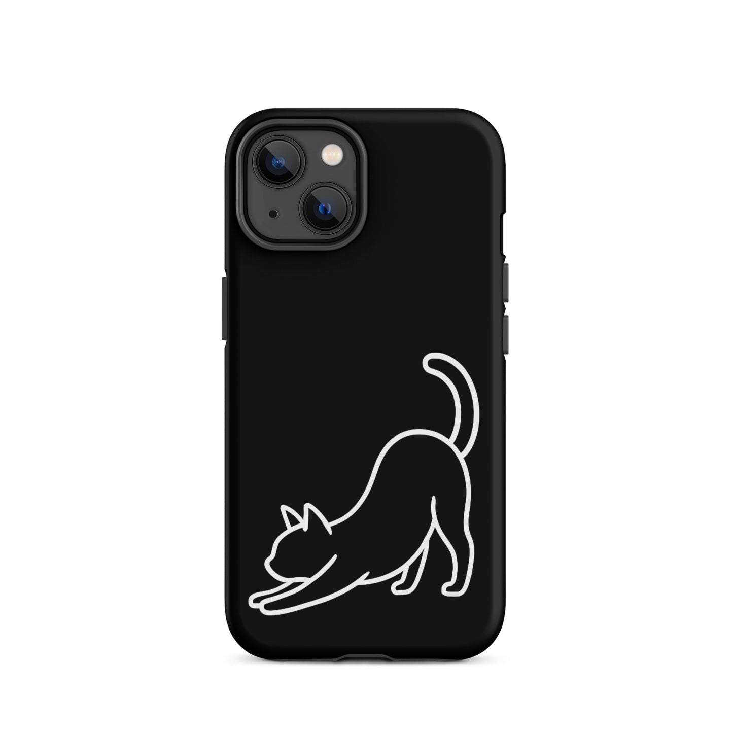 Phone Case featuring a minimalist stretching cat design, dual-layer protection for daily impact.