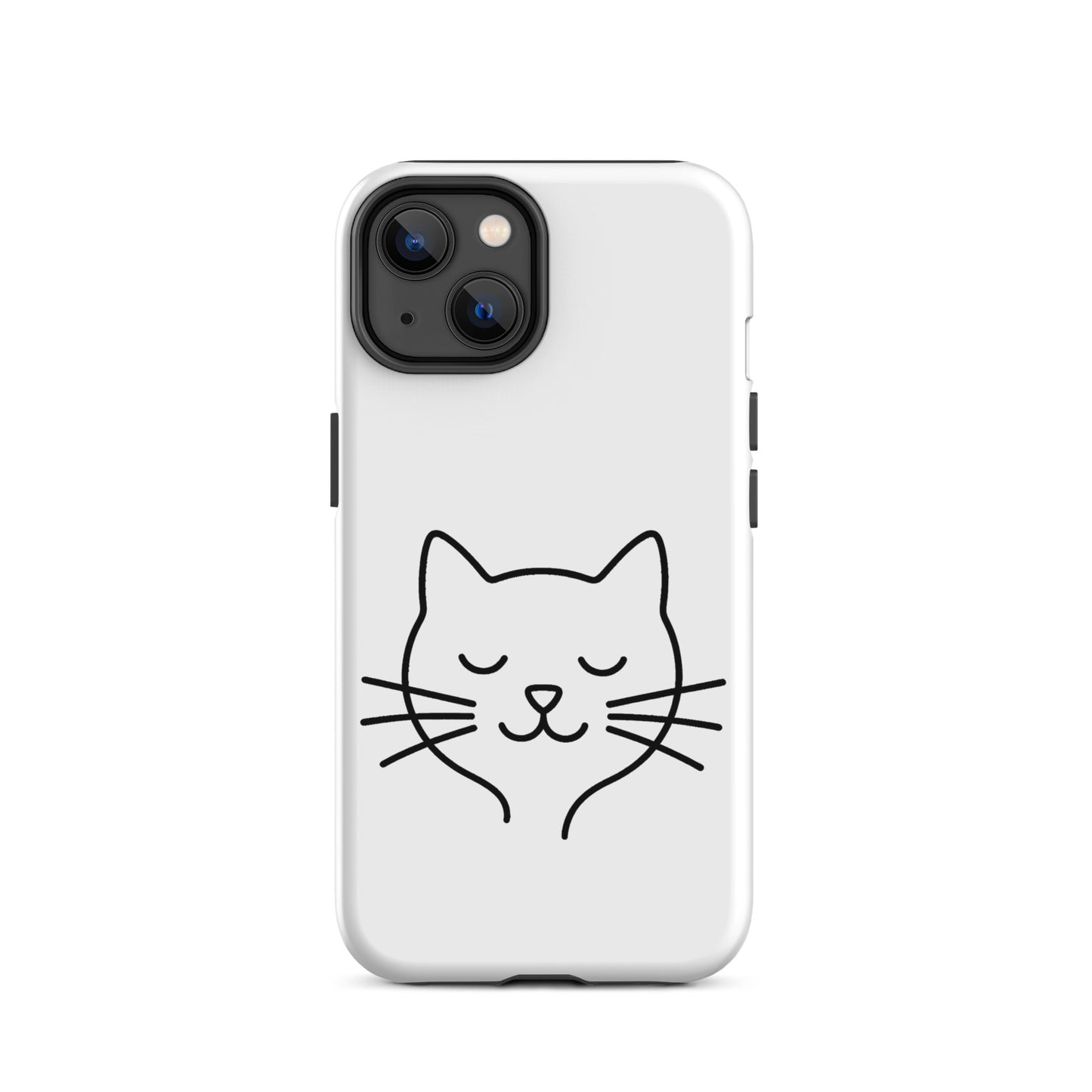 Phone Case for iPhone featuring cute minimalist cat line art design in black on a white background.