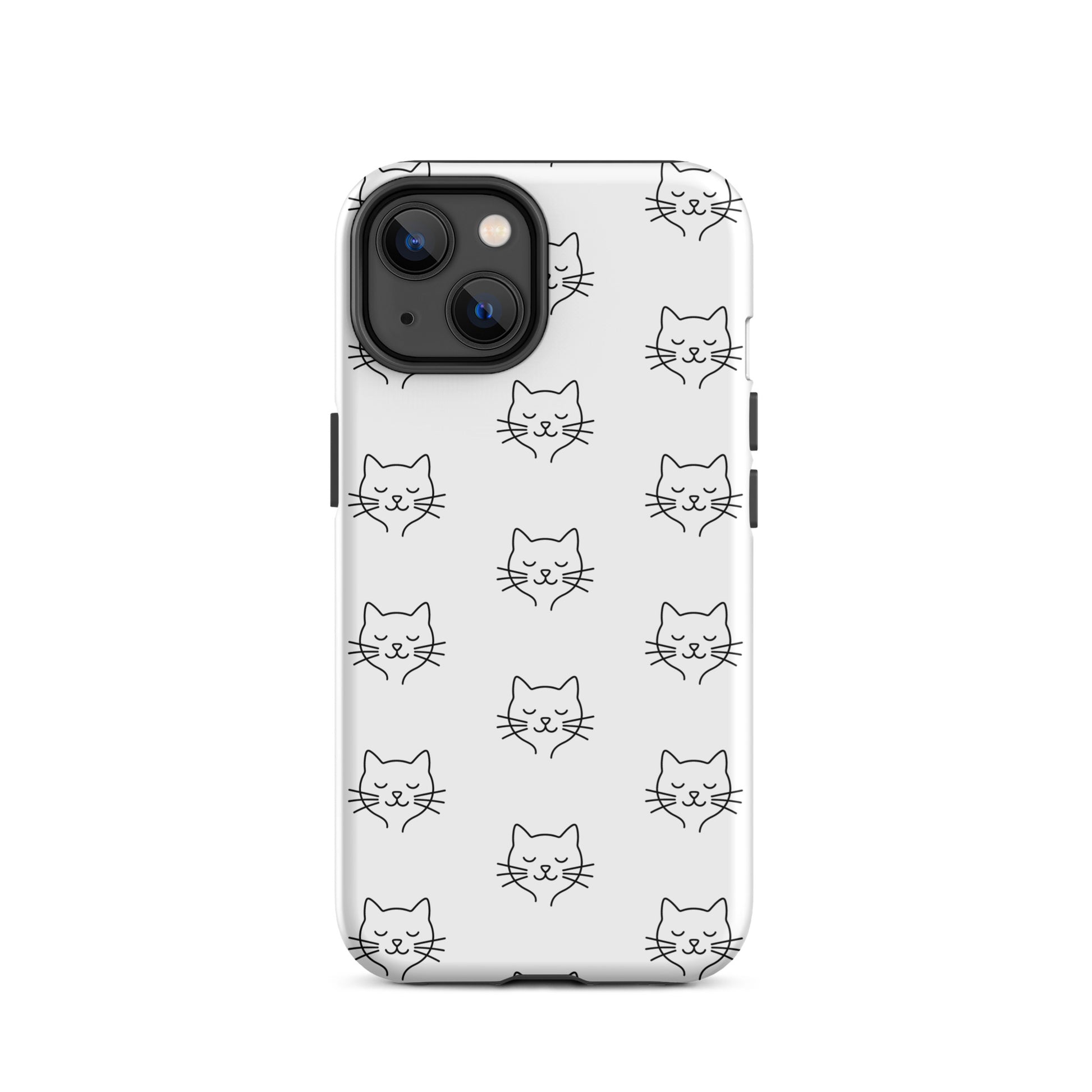 Phone Case for iPhone featuring a cute minimalist cat pattern design, perfect for cat lovers.