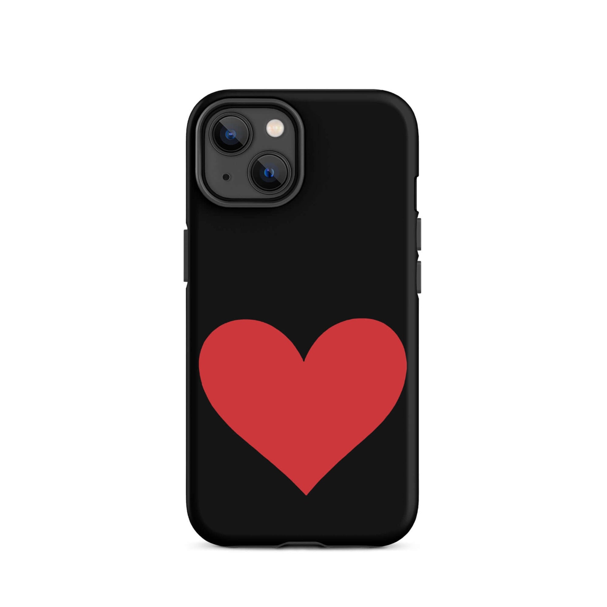 Phone Case for iPhone with a bold red heart design on a black background, perfect for expressing personality.