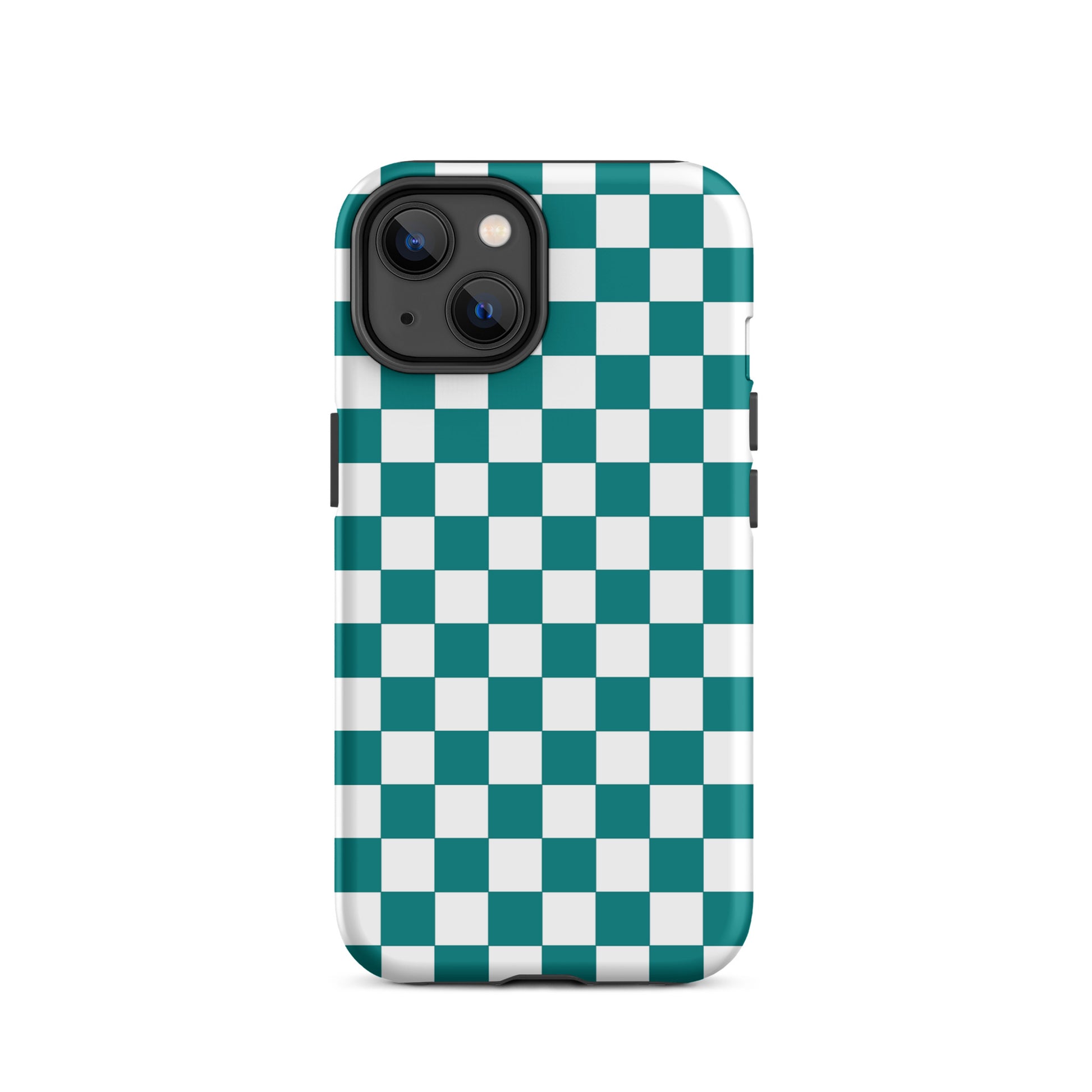 Phone Case for iPhone with teal and white checkered design, featuring a bold pattern that adds a playful vibe to your device.