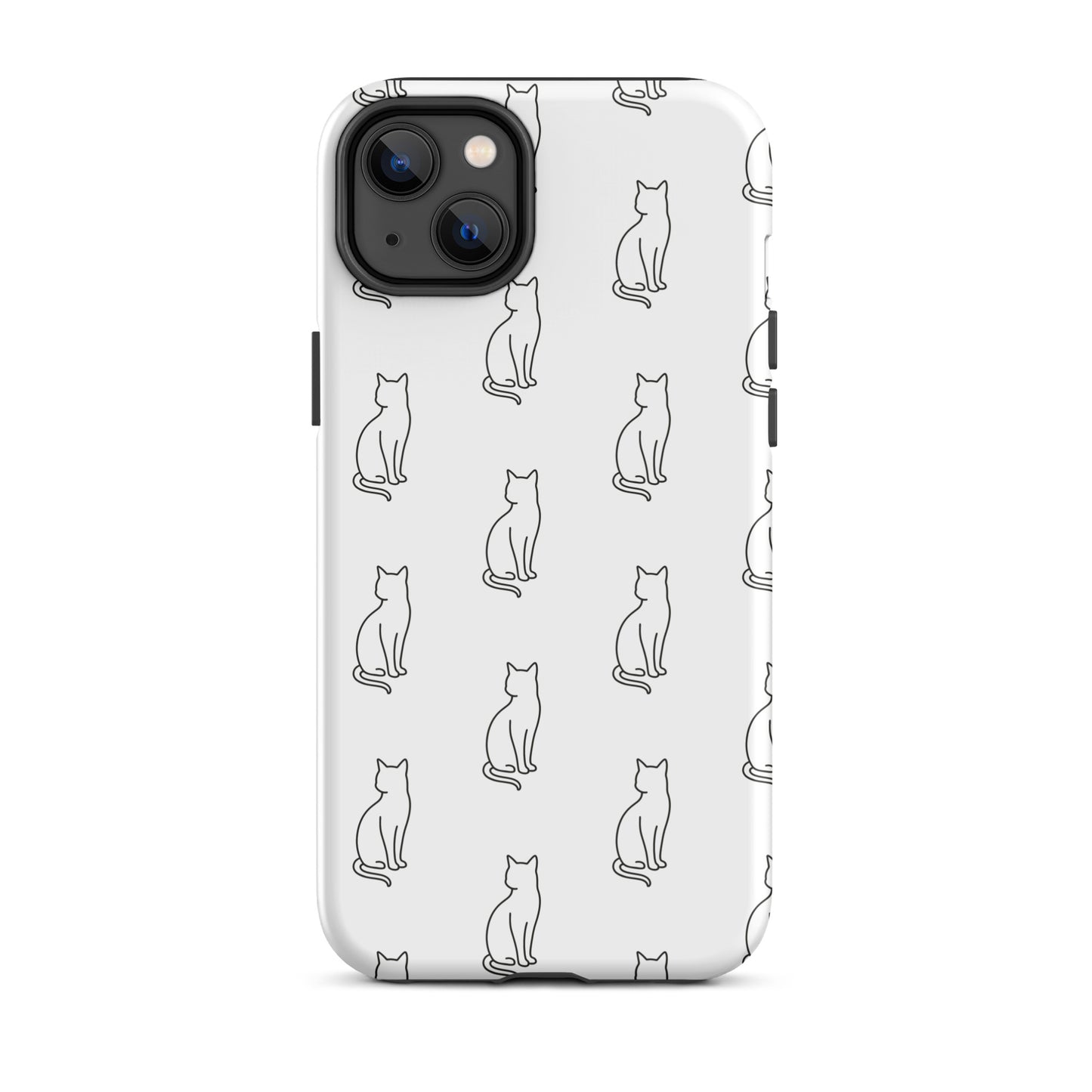 Phone Case featuring a minimalist pattern of sitting cats for feline fans.