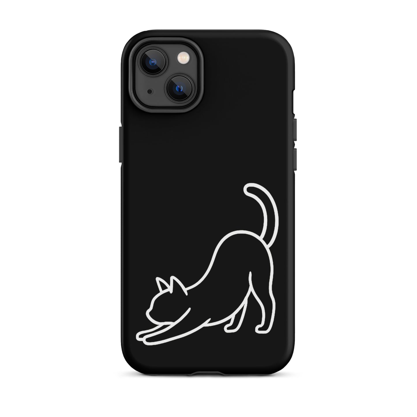 Phone Case featuring a minimalist stretching cat design for stylish dual-layer protection.