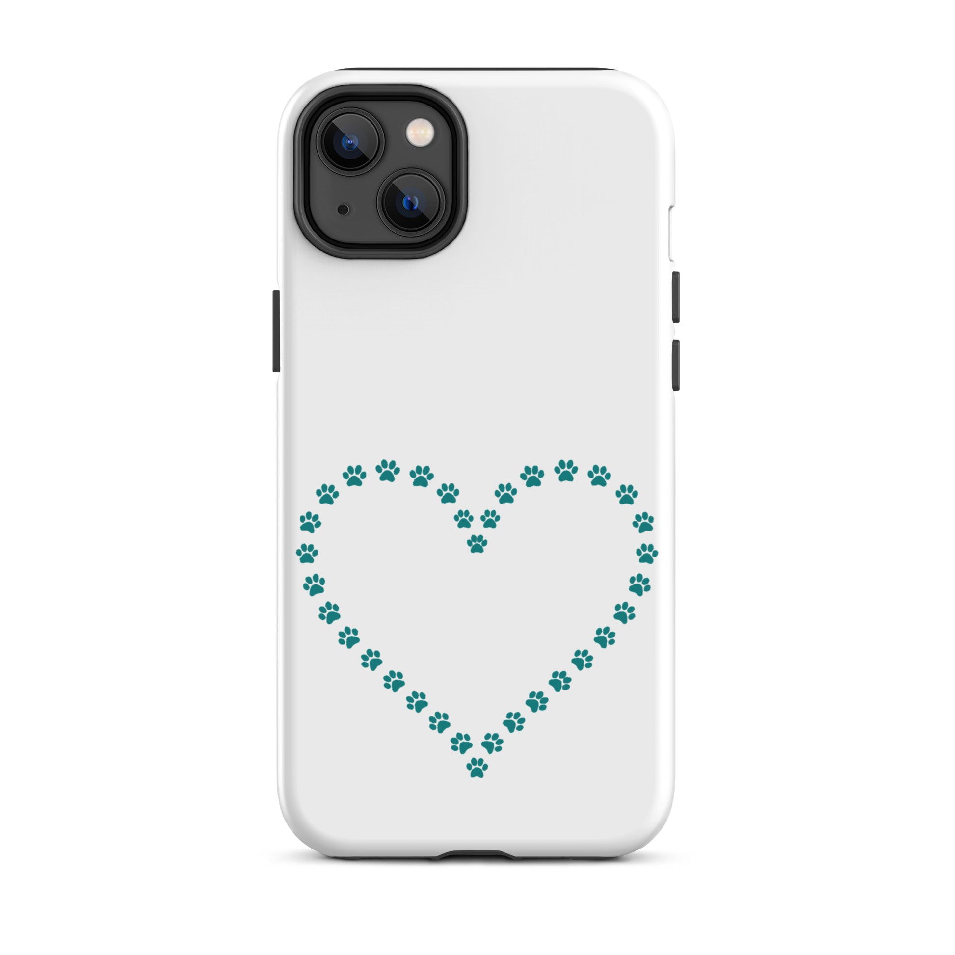 Phone Case for iPhone featuring cute paw print heart design for pet lovers.