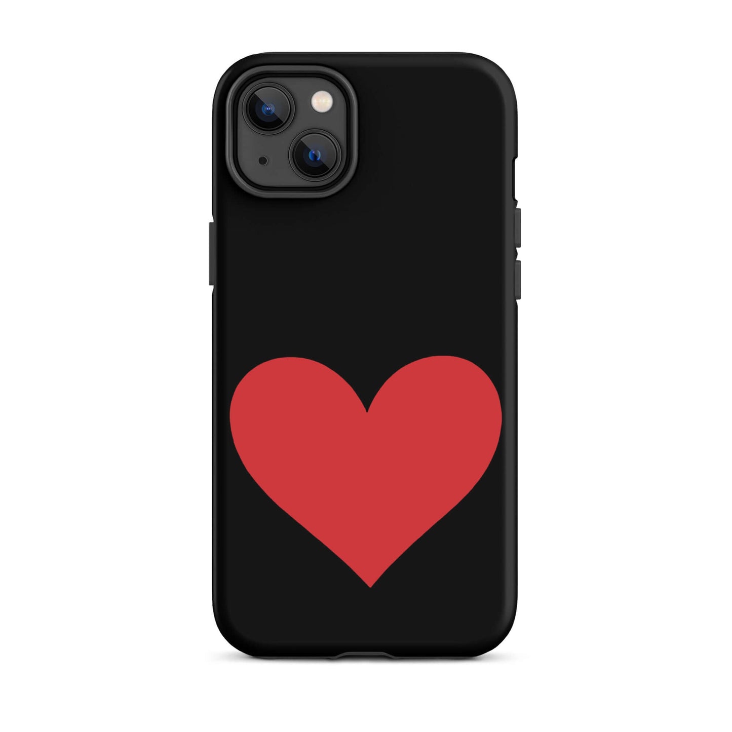 Phone Case for iPhone featuring a bold red heart graphic on a black background.