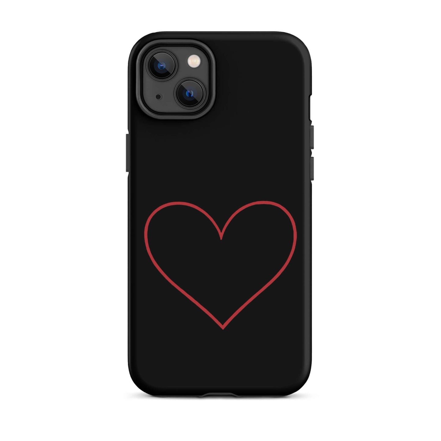 Phone Case for iPhone featuring a minimalist crimson heart design on a sleek black background.