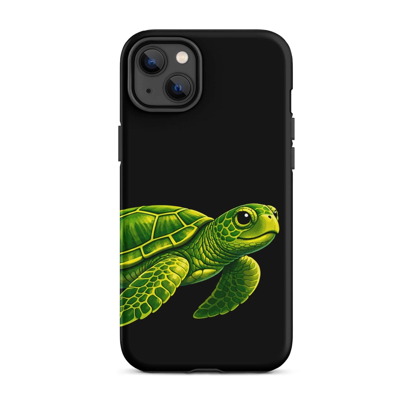 Phone Case featuring a vibrant sea turtle design on a black background, stylish and durable for iPhone.