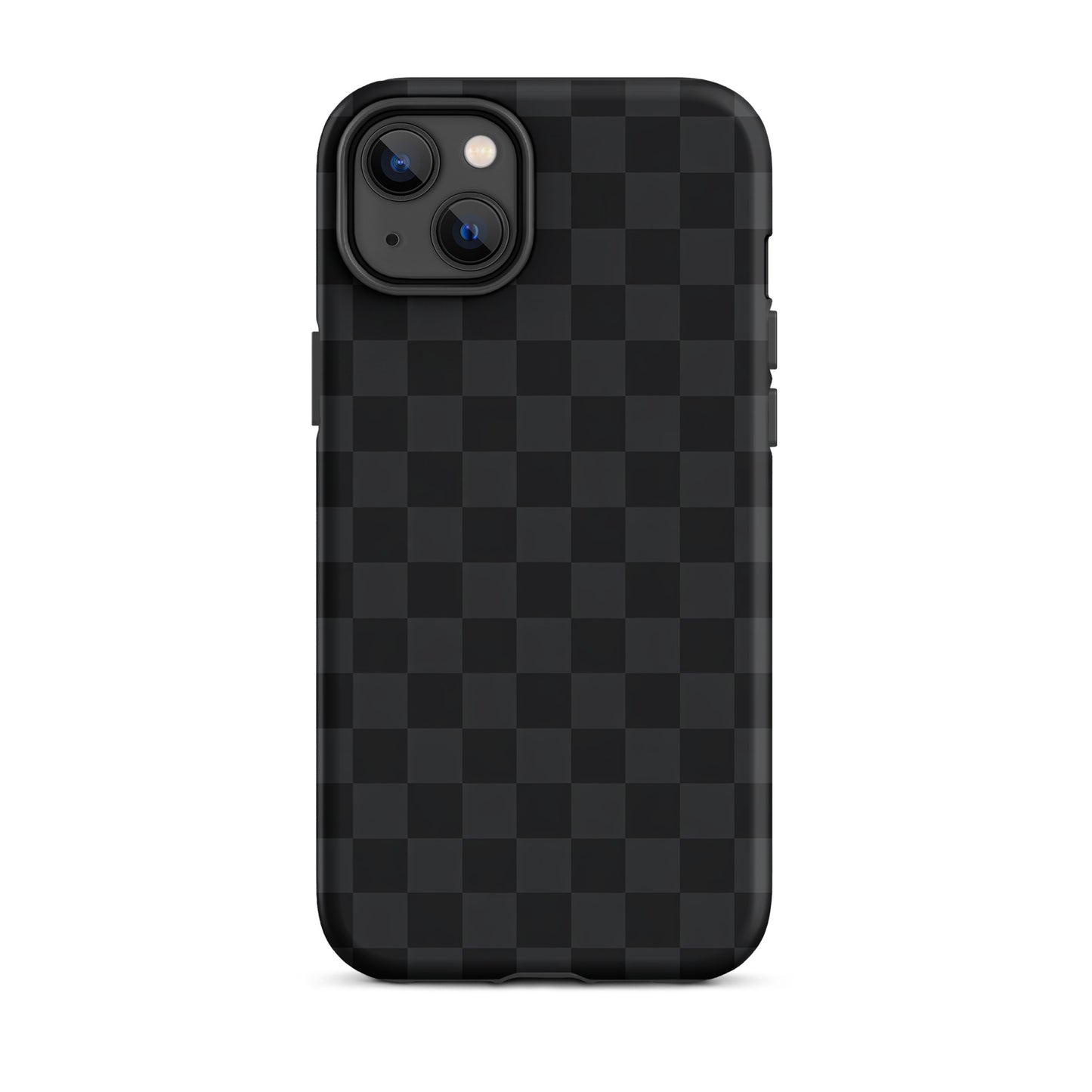 Phone Case for iPhone with black and charcoal checkered design, modern and minimalist style for sophistication and protection.