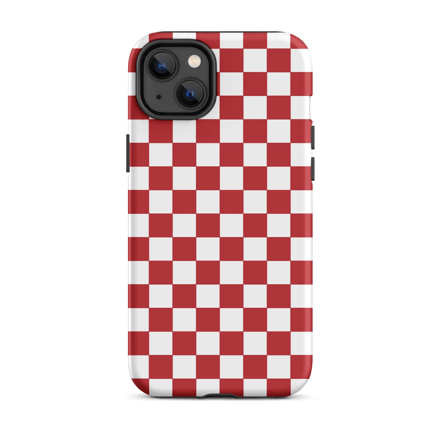 Phone Case for iPhone with crimson red checkered design, bold and playful look, perfect for style and personality.