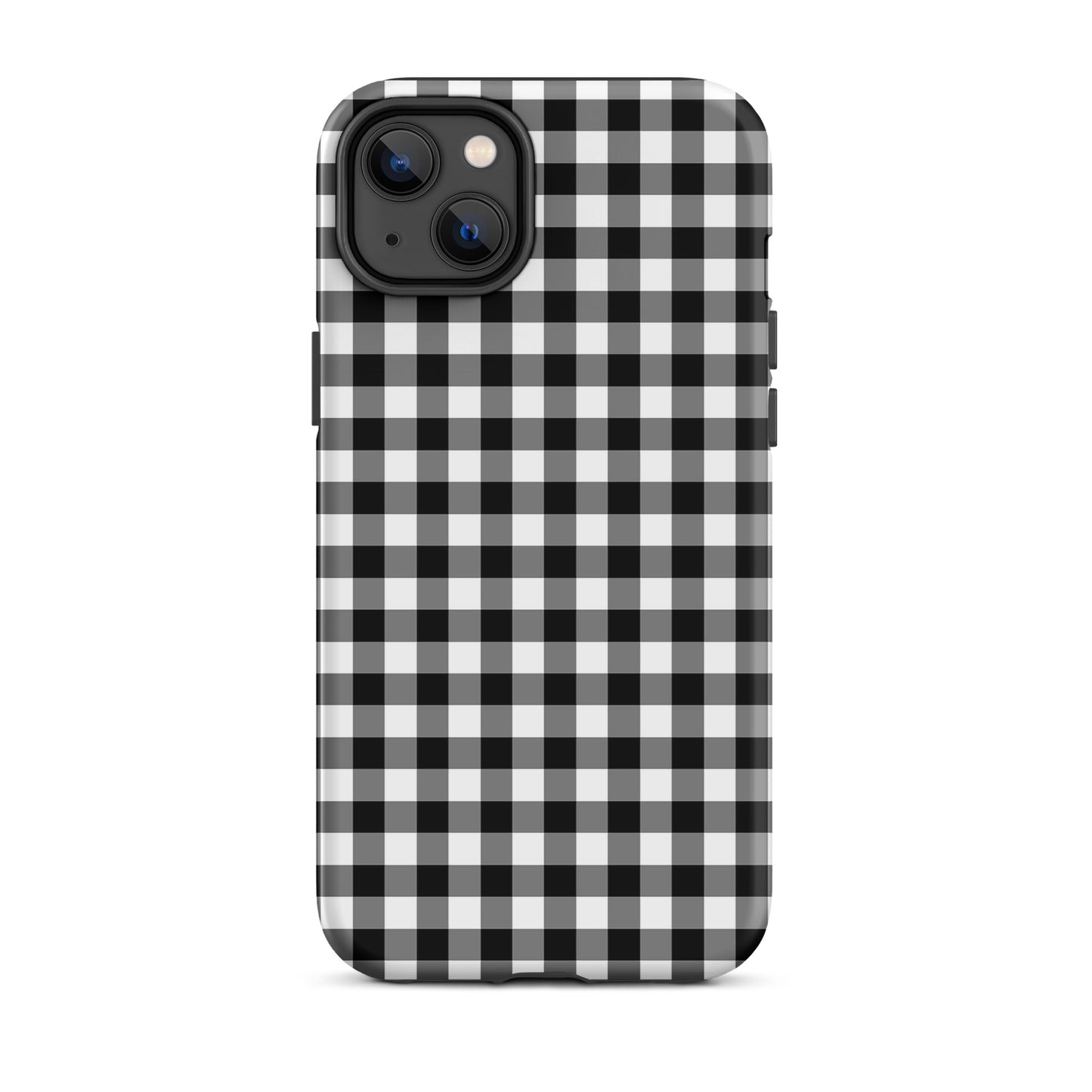 Phone Case for iPhone with a black and white gingham pattern providing chic style and protection.