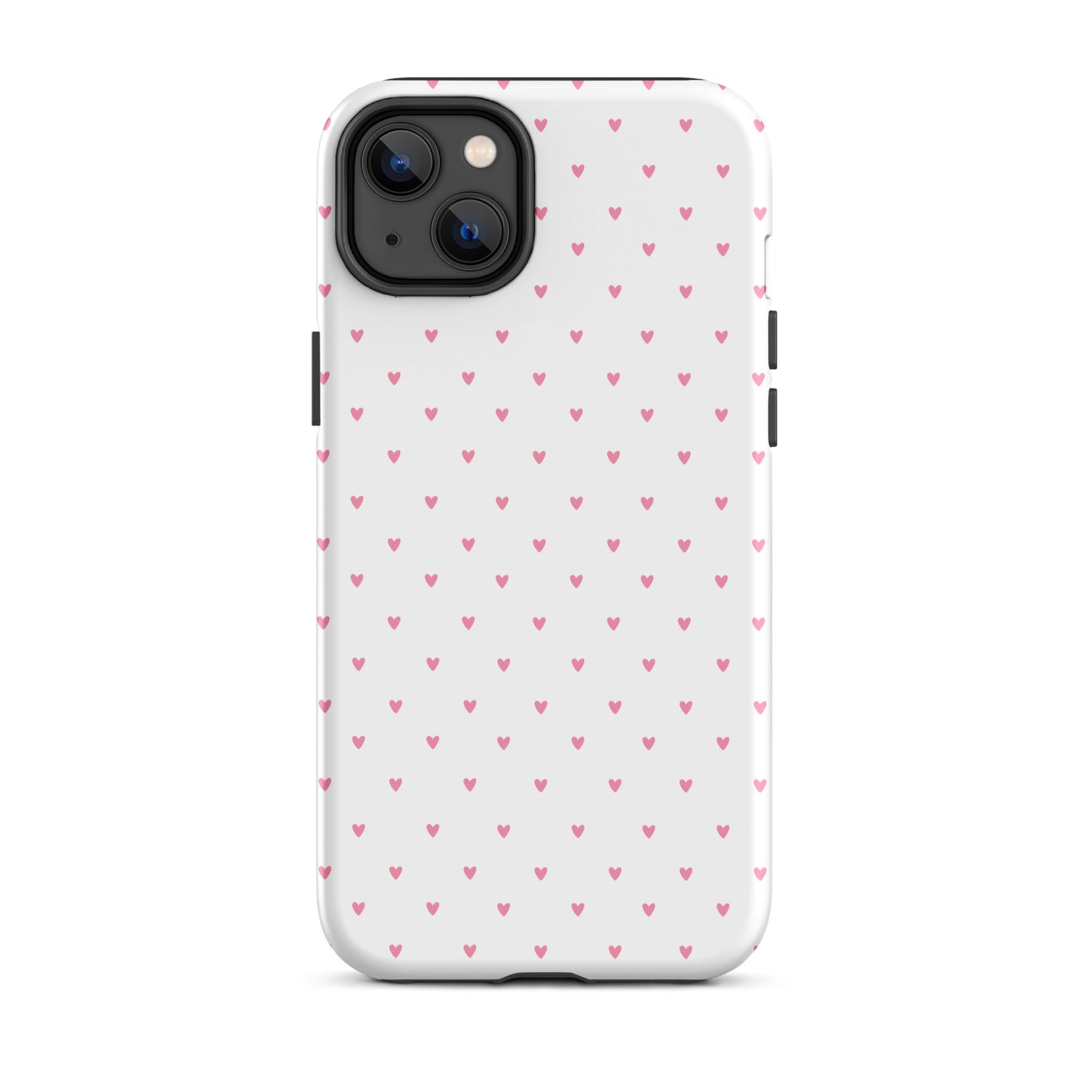 Phone Case for iPhone with heart-dot pattern, playful and stylish design featuring tiny hearts on a bold background.