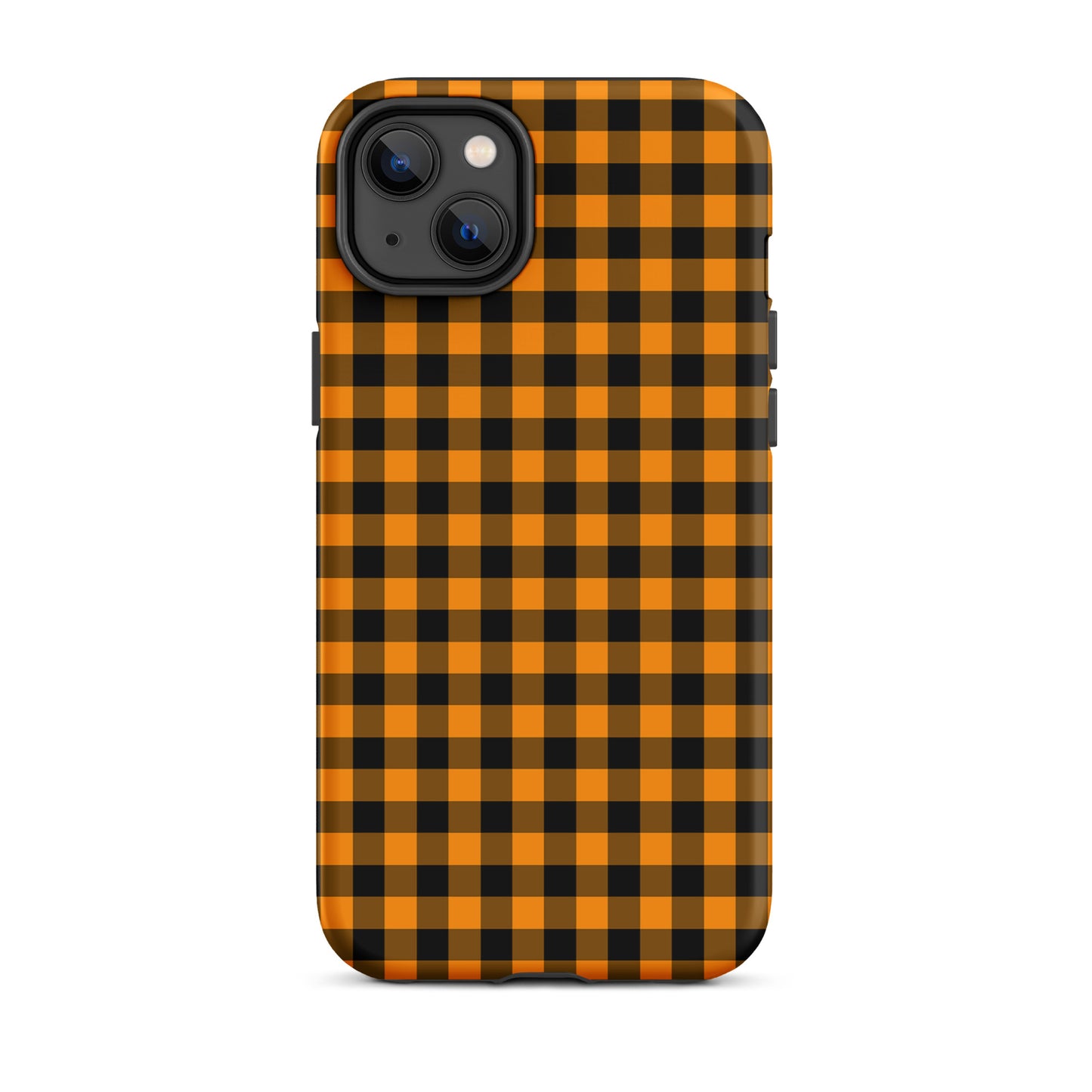 Black-and-orange gingham autumn theme phone case for iPhone