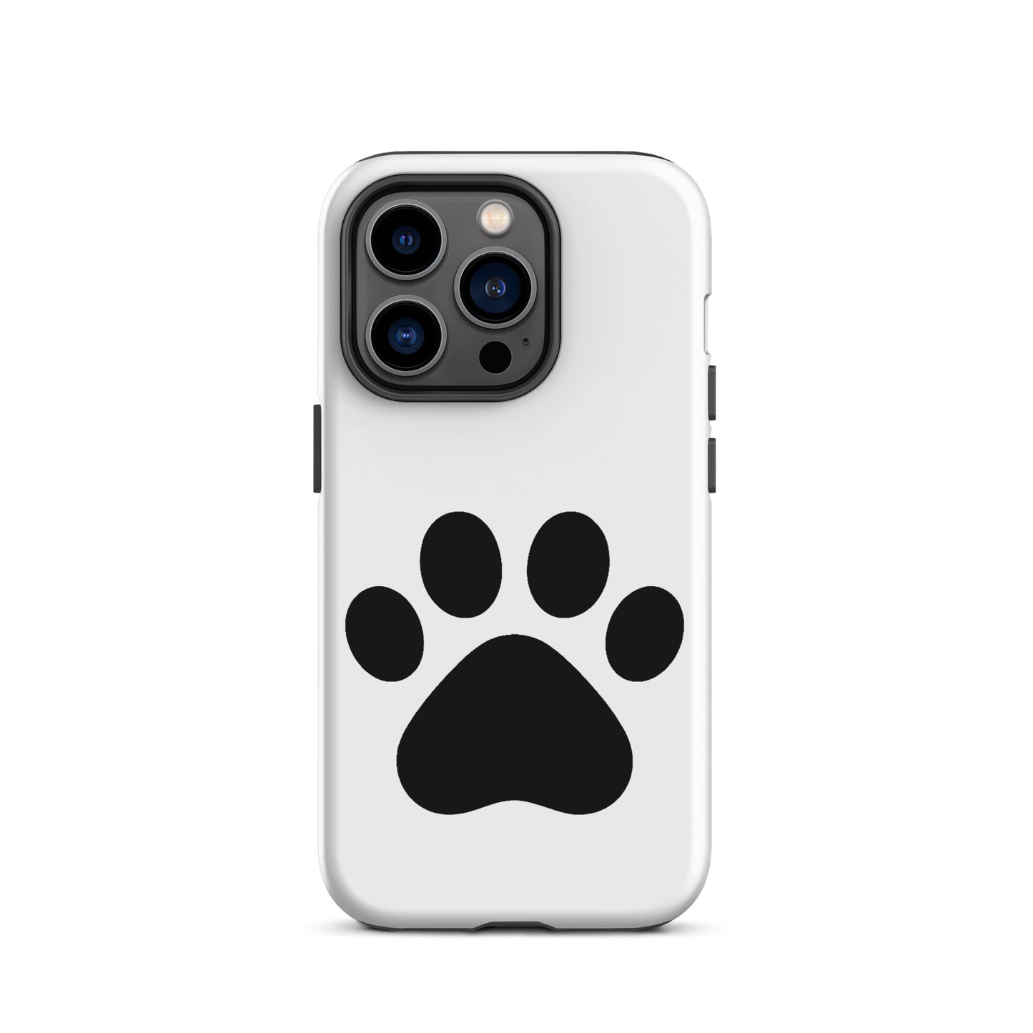 Phone Case for iPhone featuring a minimalist black paw print design, perfect for pet lovers.