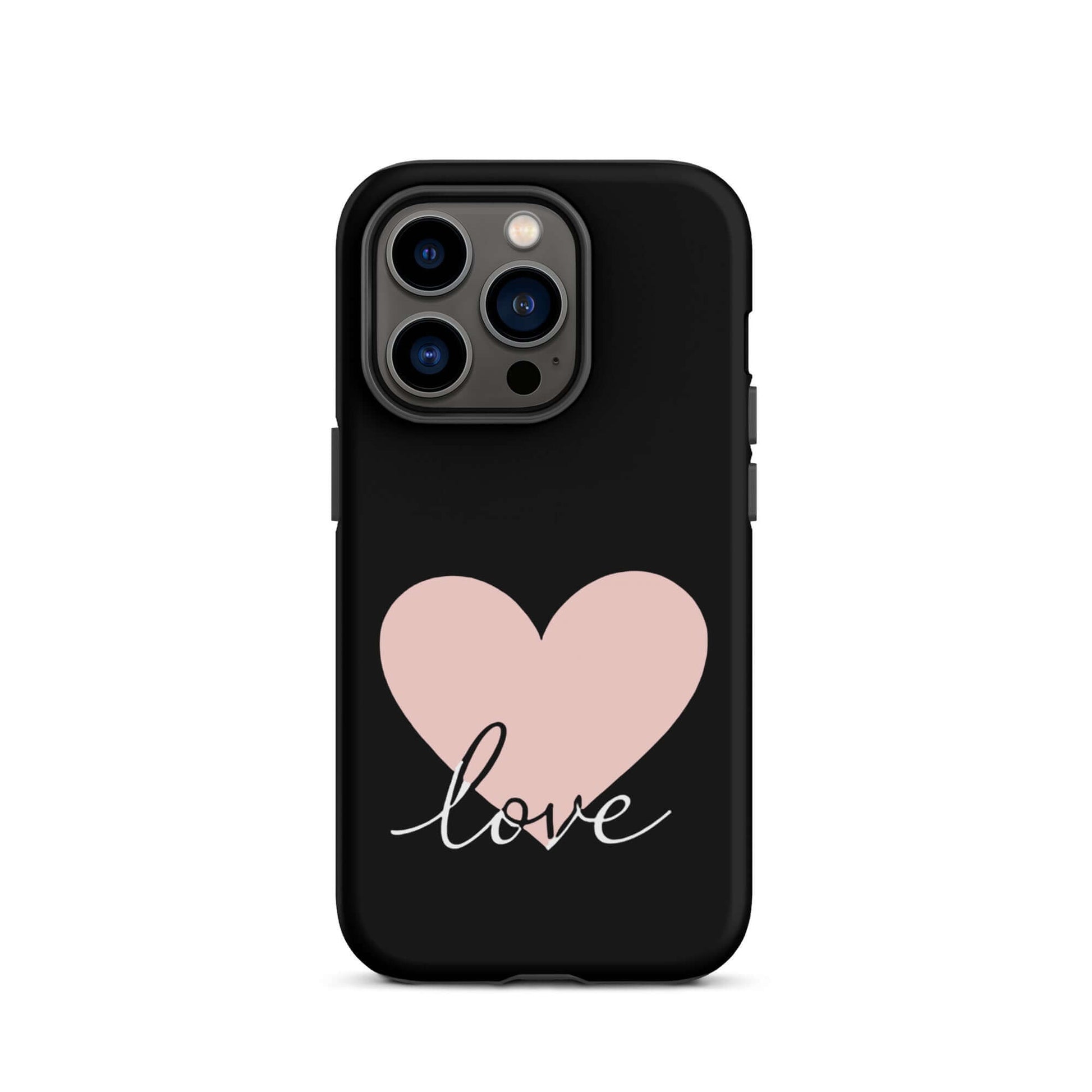 Phone Case for iPhone featuring heart and script love design, combining minimalist charm and durable protection.