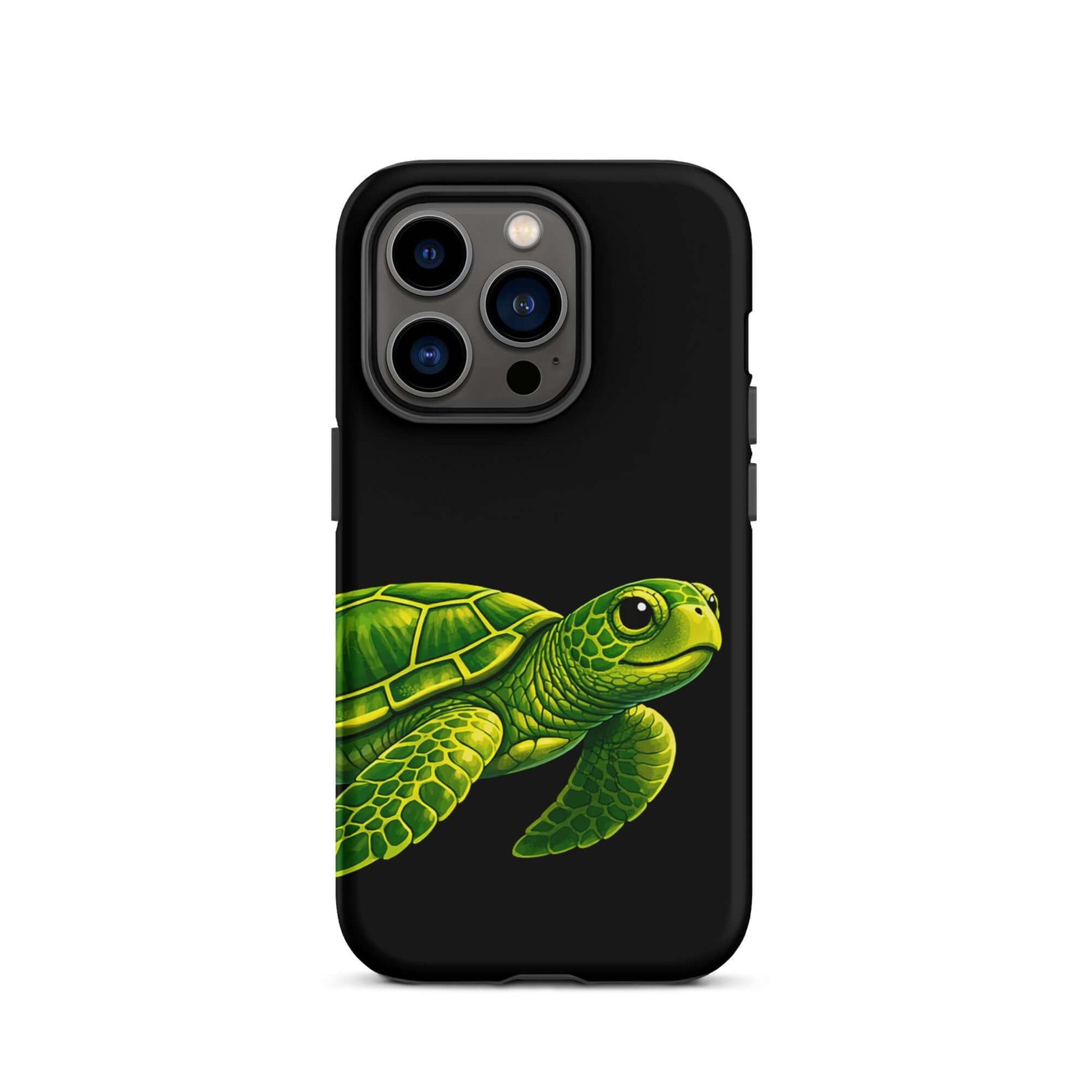 Phone Case featuring vibrant sea turtle design on black background for style and protection.