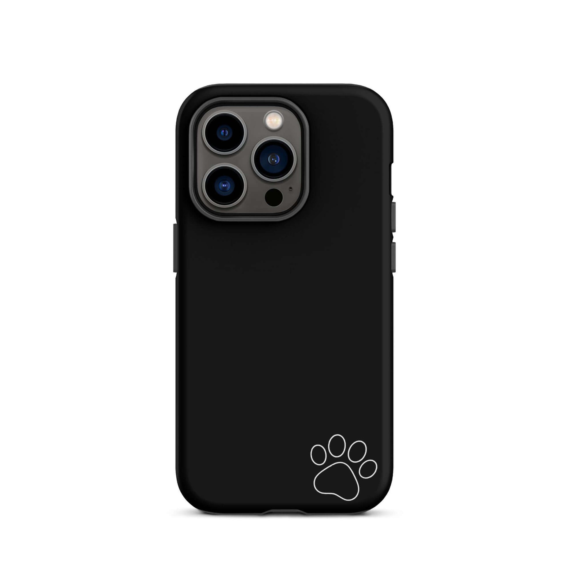 Phone Case for iPhone with paw print design, black minimalist look, luxe tough case