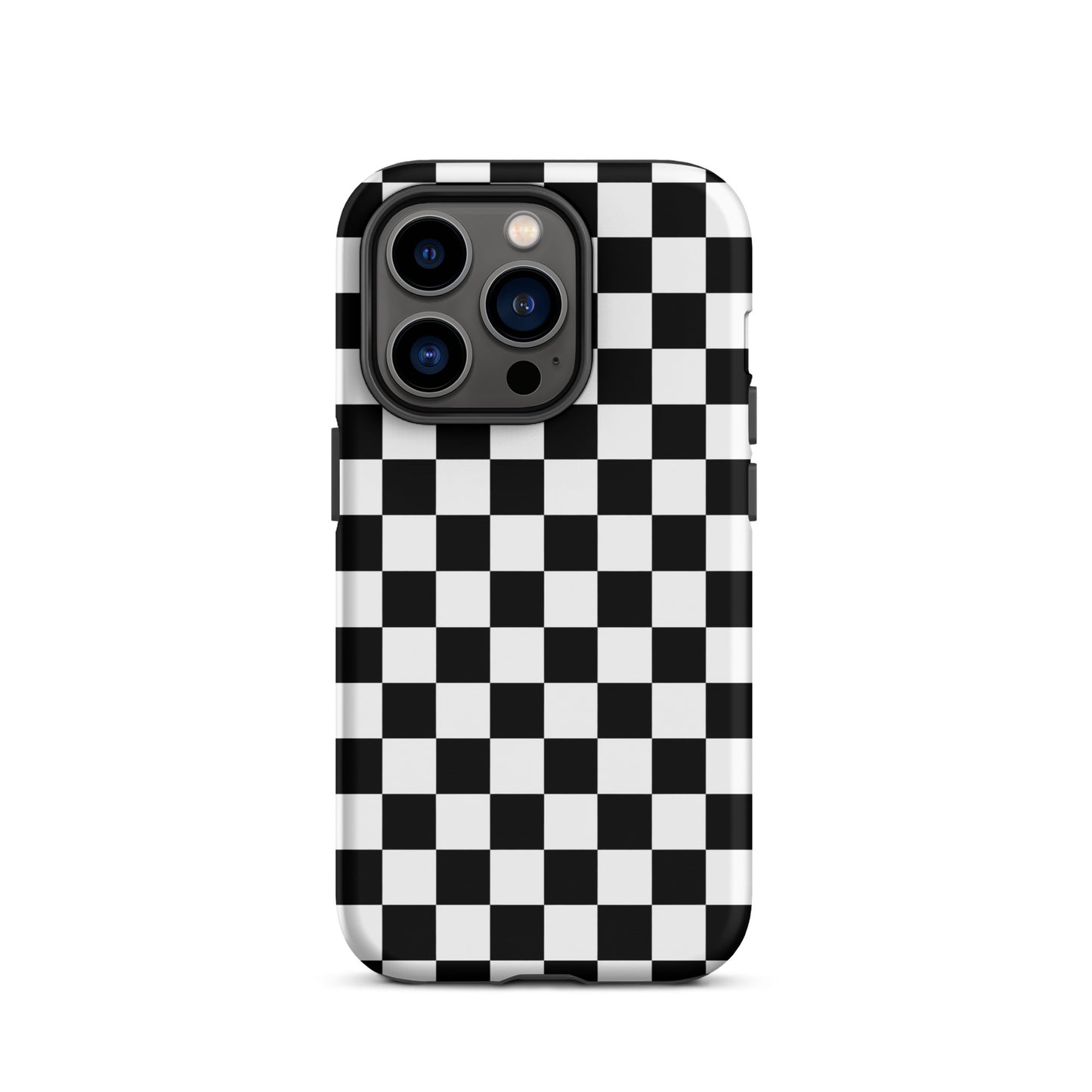 Phone Case for iPhone with bold black and white checkered pattern, offering style and protection.