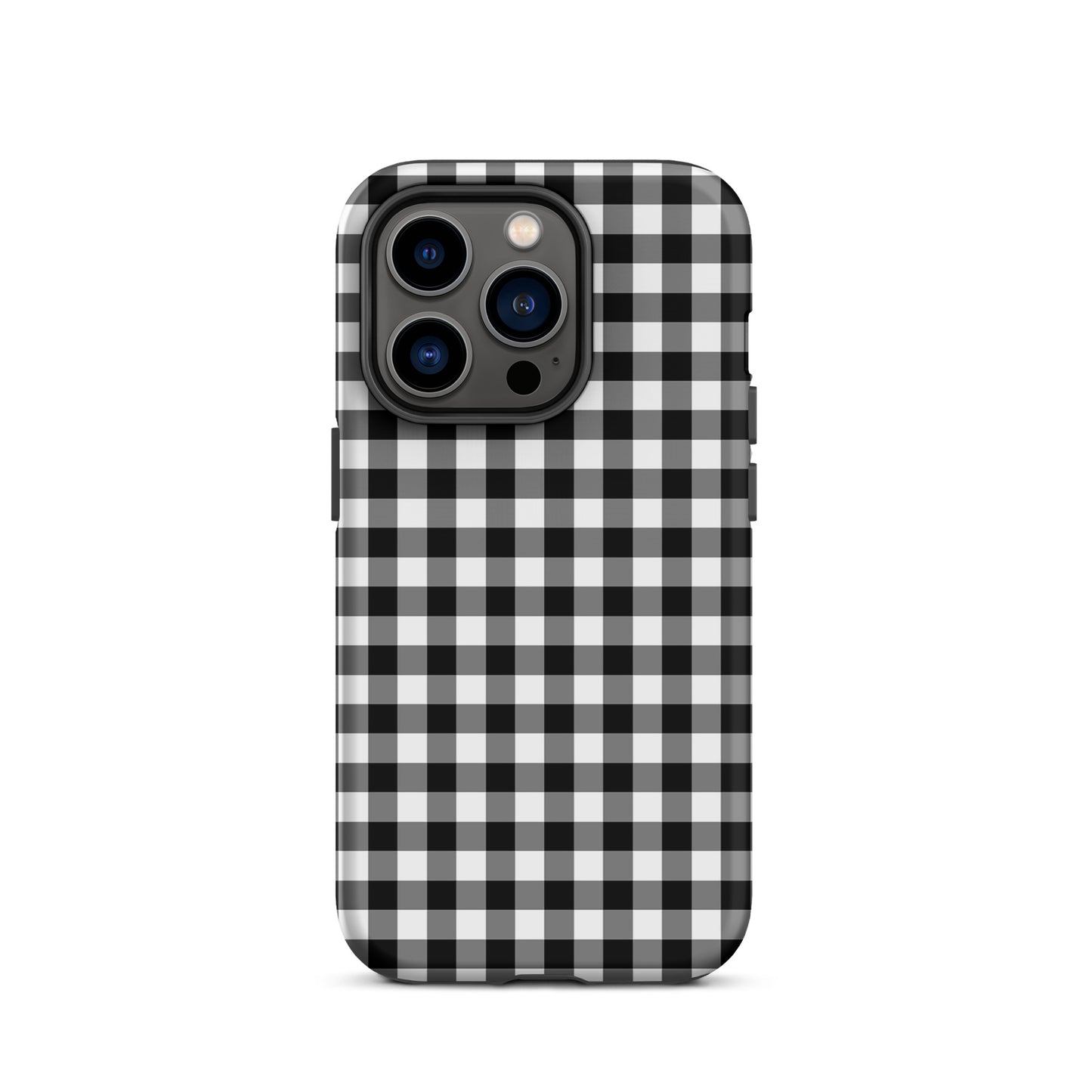Phone Case for iPhone with black-and-white gingham pattern, stylish and durable.