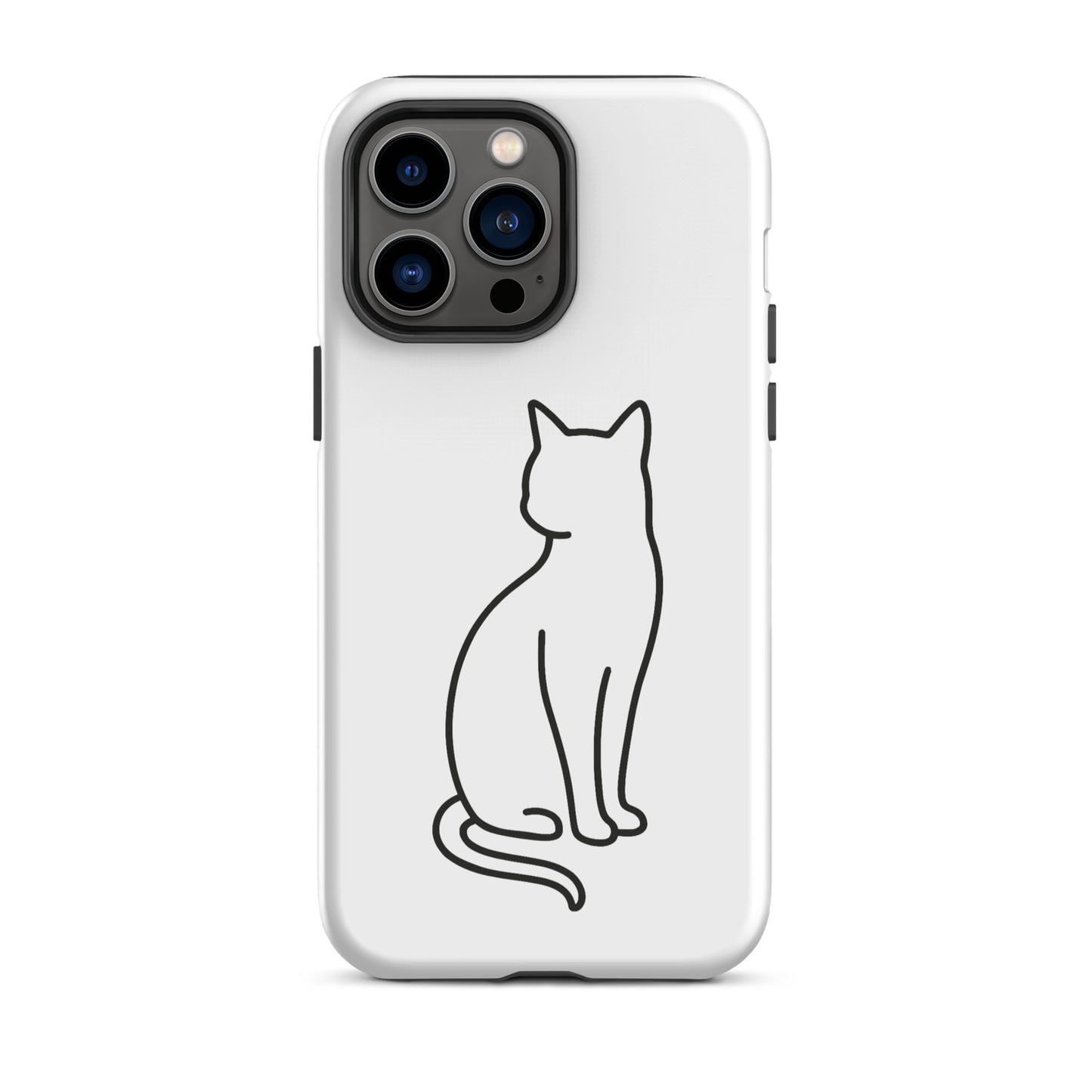 iPhone Case with minimalist sitting cat design for modern pet lovers, featuring sleek and elegant outline.