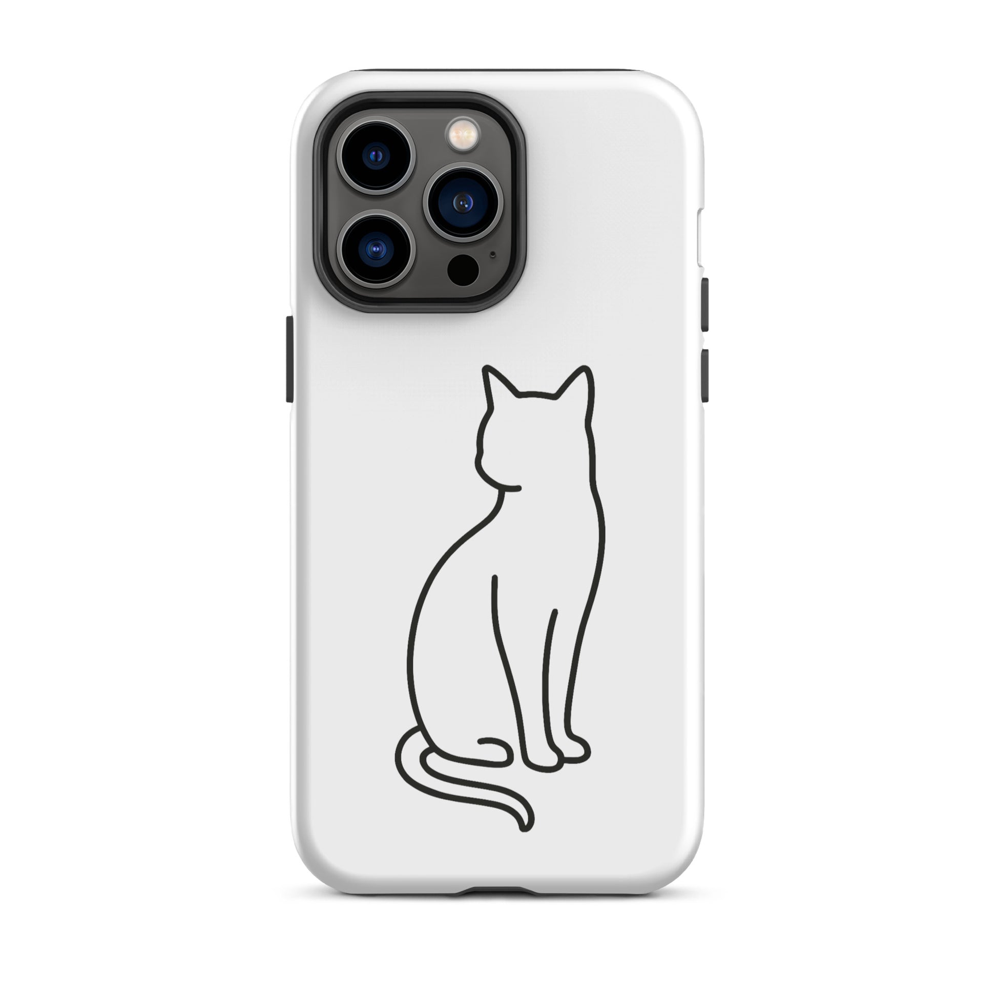 iPhone Case with minimalist sitting cat design for modern pet lovers, featuring sleek and elegant outline.