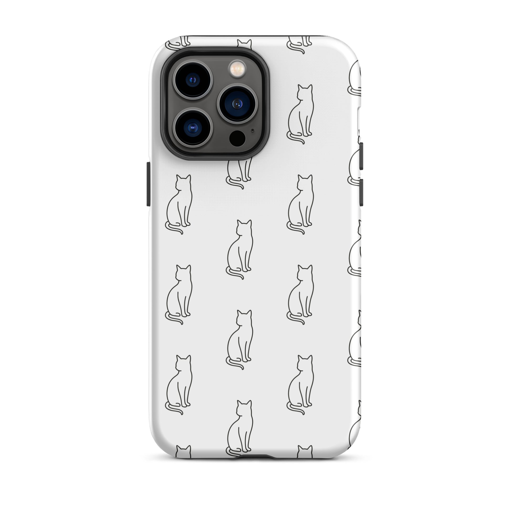 Phone Case for iPhone featuring minimalist sitting cat pattern, perfect for feline fans.