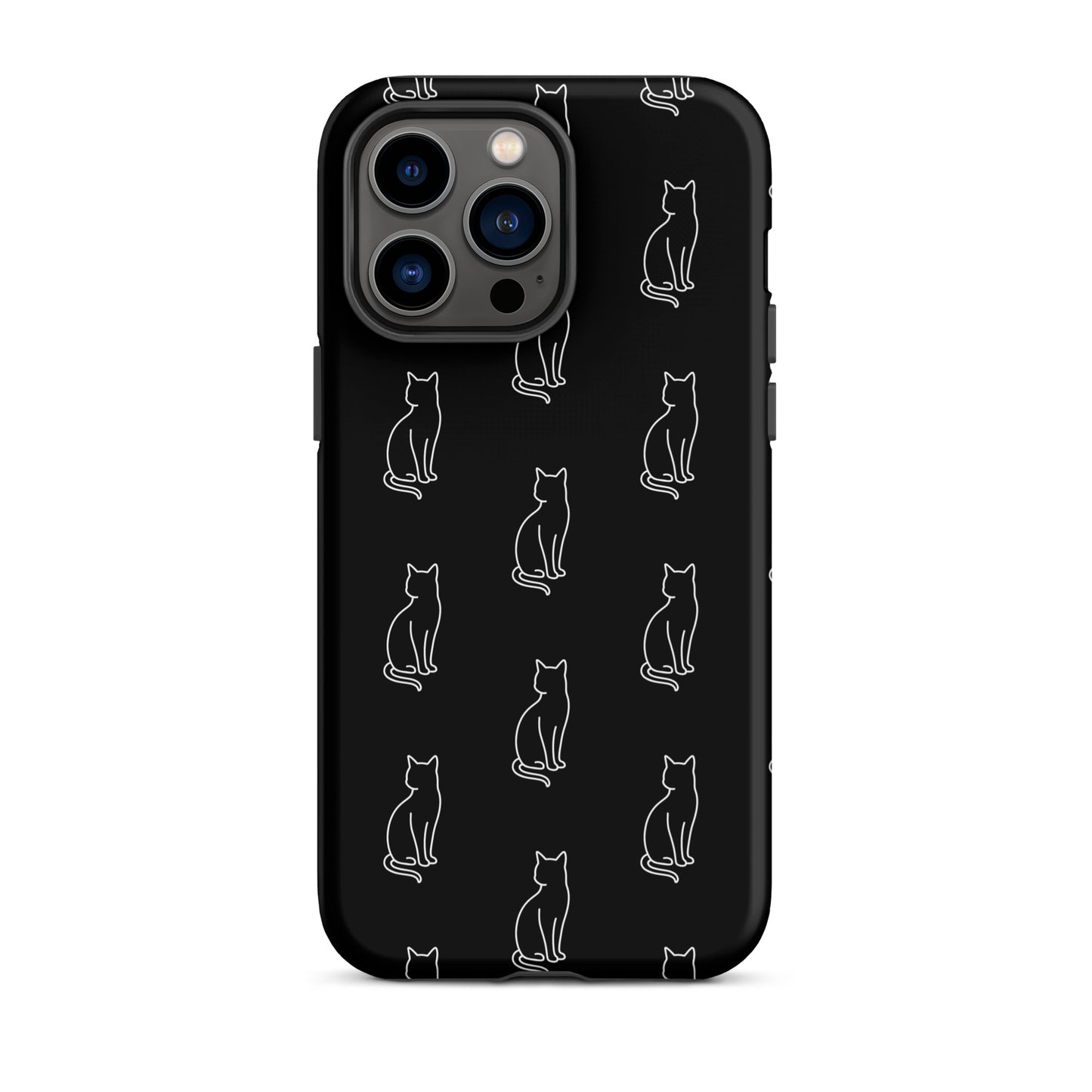 Phone Case for iPhone featuring minimalist sitting cat pattern, perfect for feline fans.